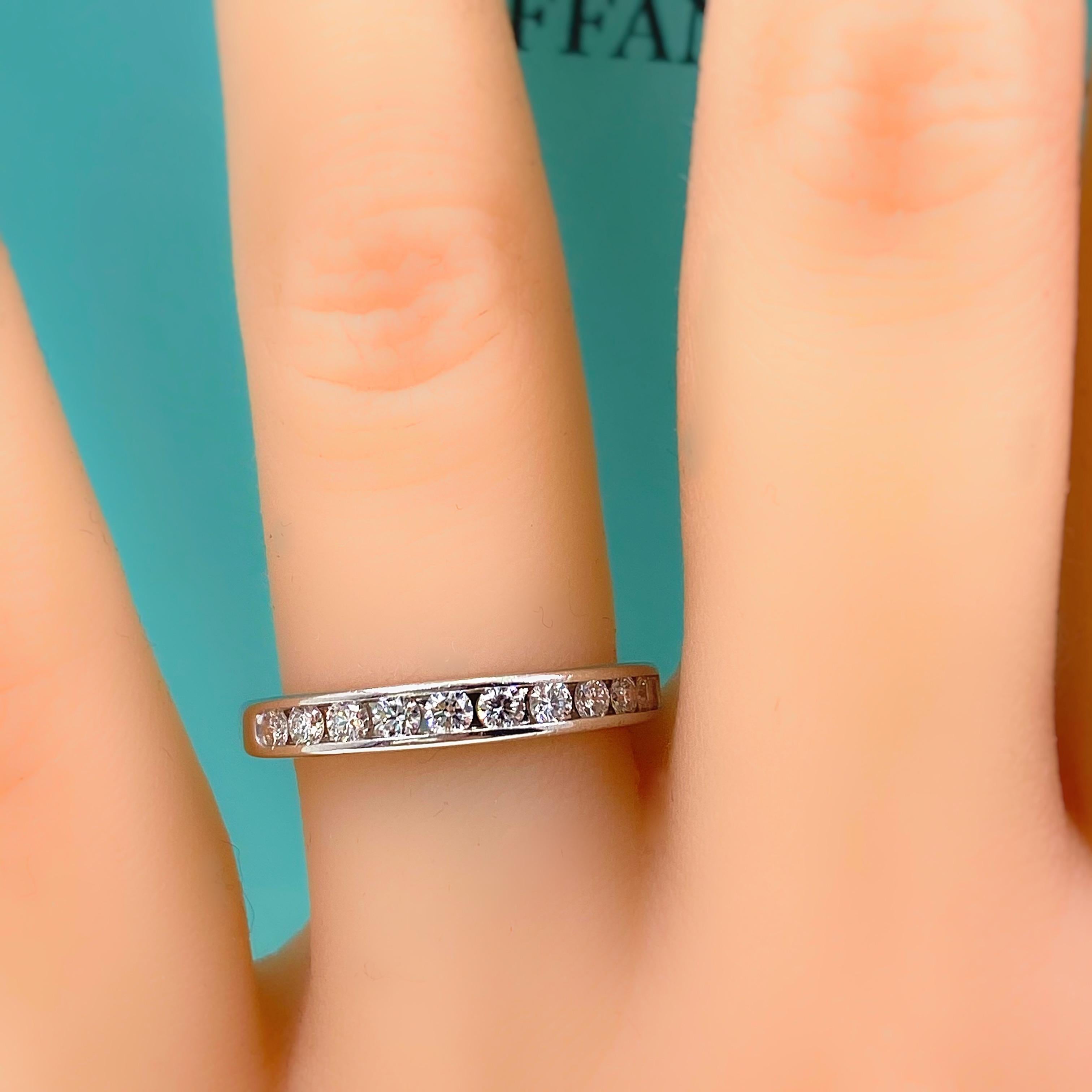 Tiffany & Co Half Circle Round Diamond 0.33 Carat Wedding Band Ring Platinum For Sale 2
