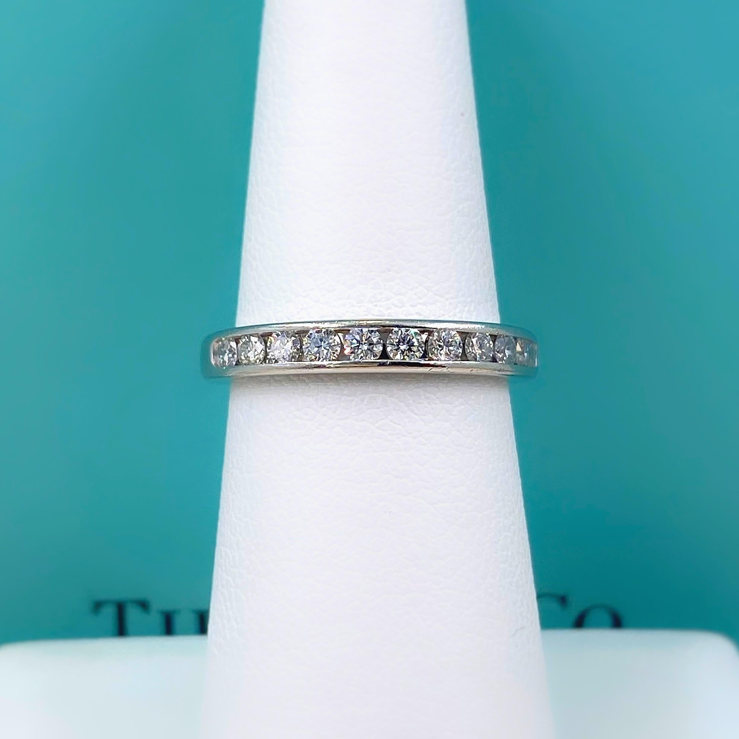 Tiffany & Co Half Circle Round Diamond 0.33 Carat Wedding Band Ring Platinum For Sale 3