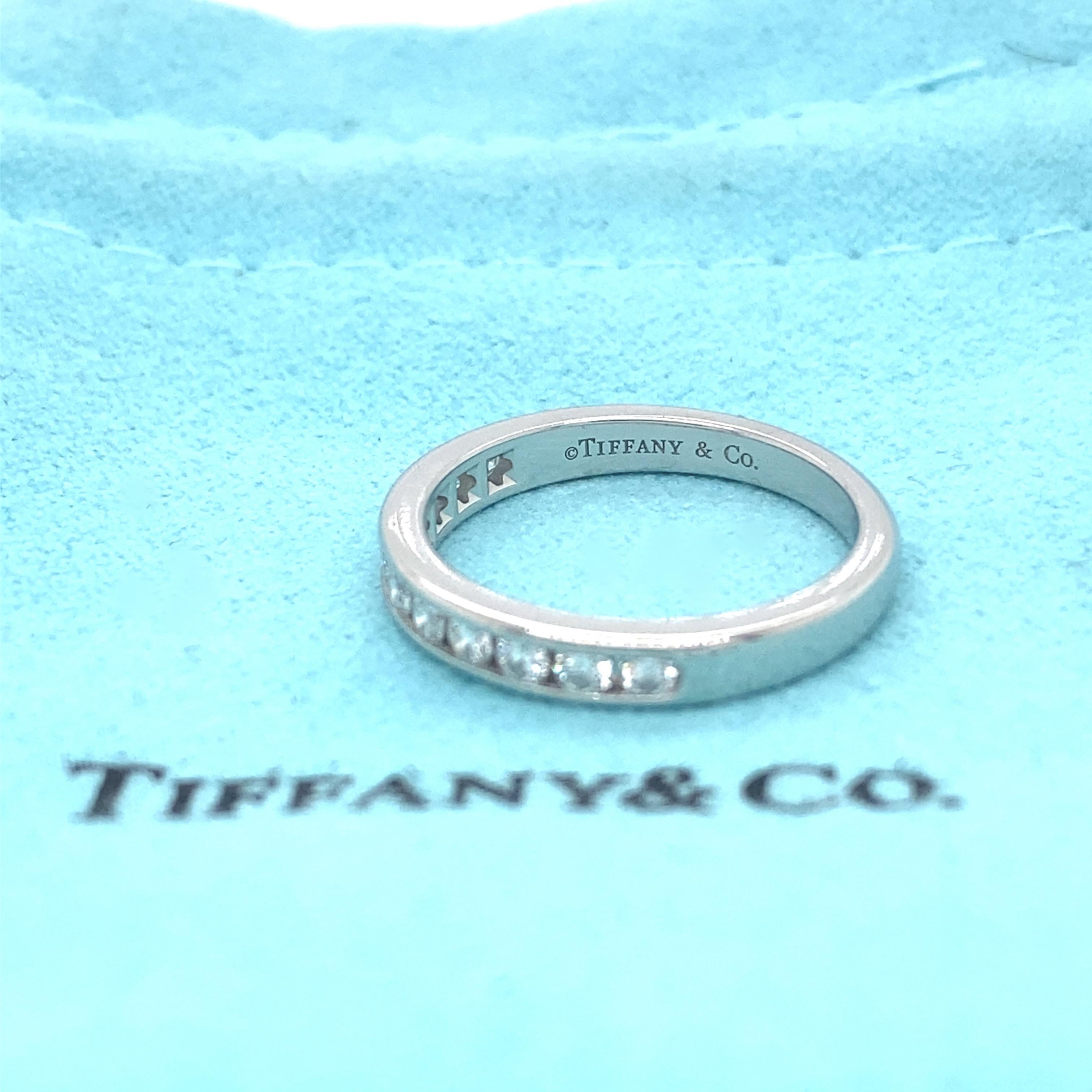 Round Cut Tiffany & Co Half Circle Round Diamond 0.33 Carat Wedding Band Ring Platinum For Sale