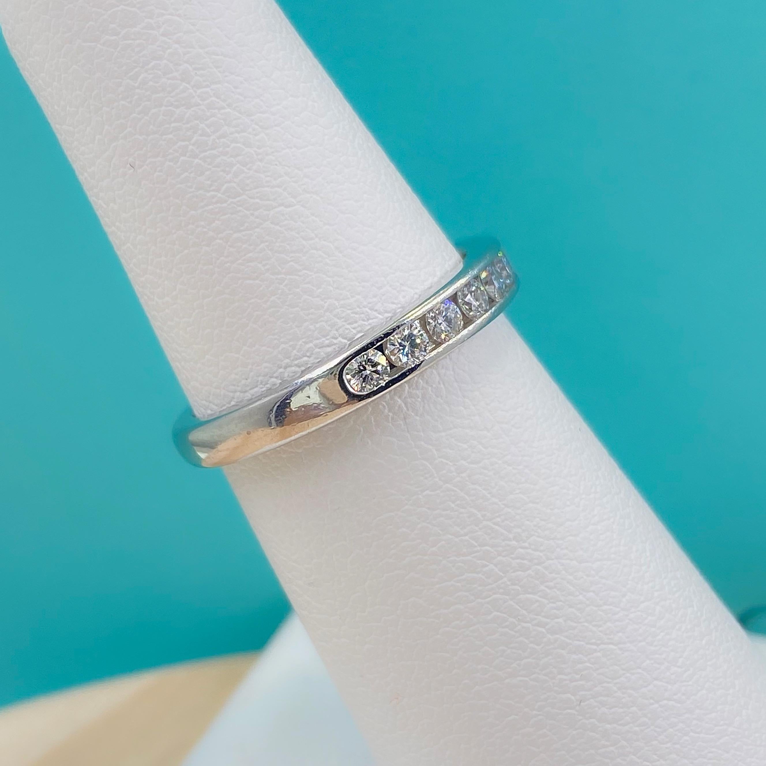 Tiffany & Co Half Circle Round Diamond 0.33 Carat Wedding Band Ring Platinum For Sale 1