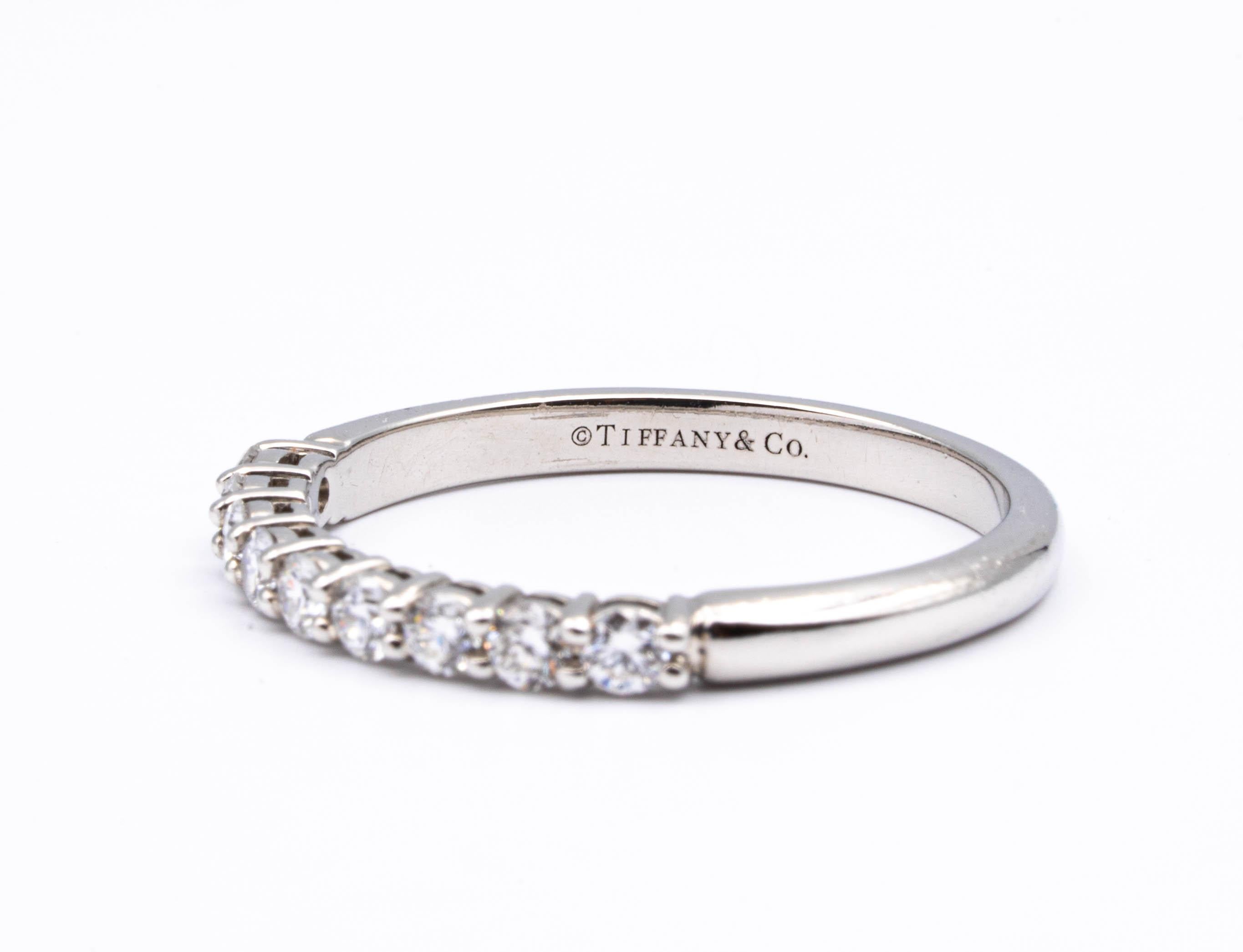Round Cut Tiffany & Co. Platinum Half Circle Embrace Diamond Band Ring 9 rounds .27ct  2mm