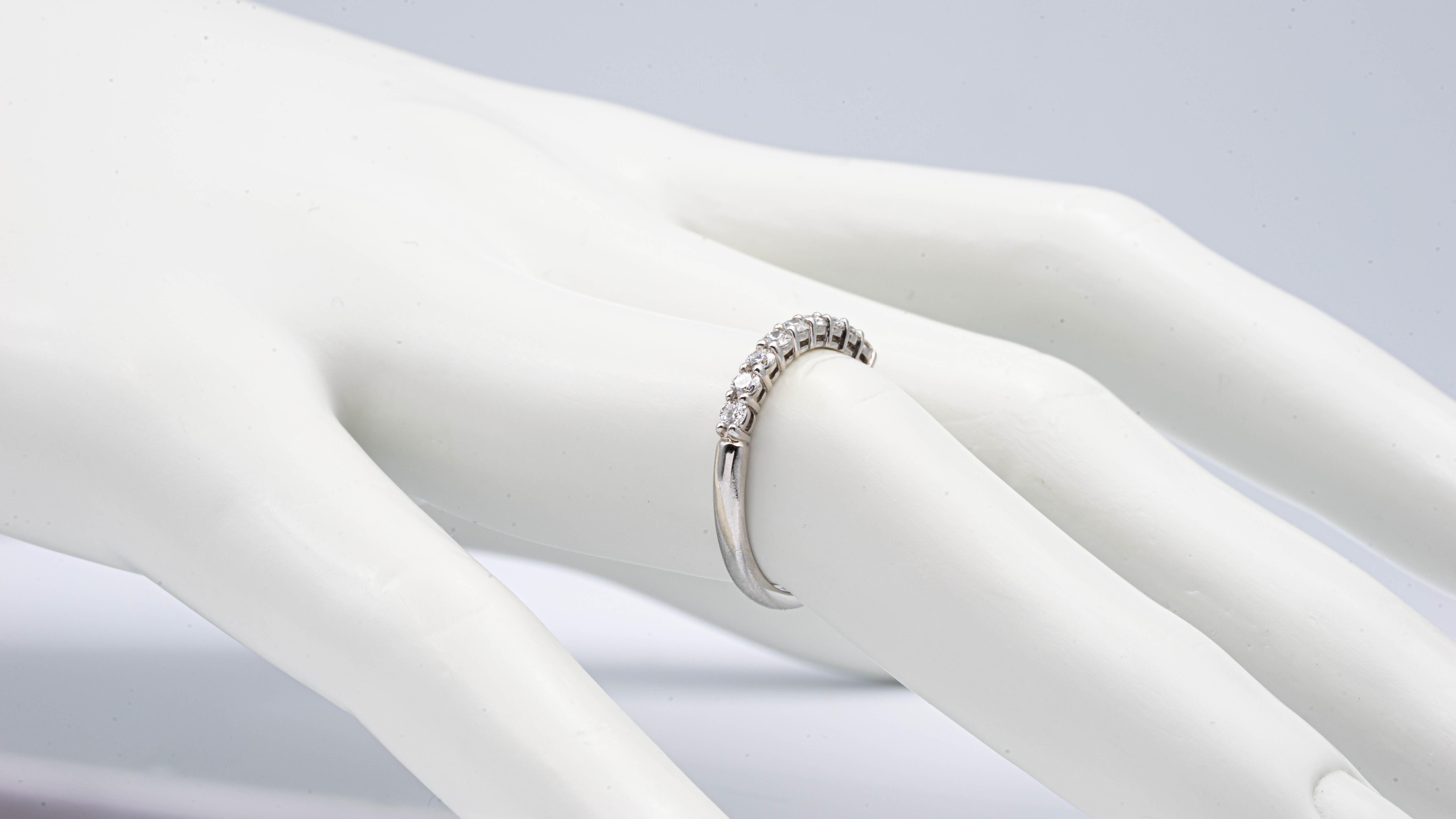 Tiffany & Co. Platinum Half Circle Embrace Diamond Band Ring 9 rounds .27ct  2mm In Excellent Condition In New York, NY