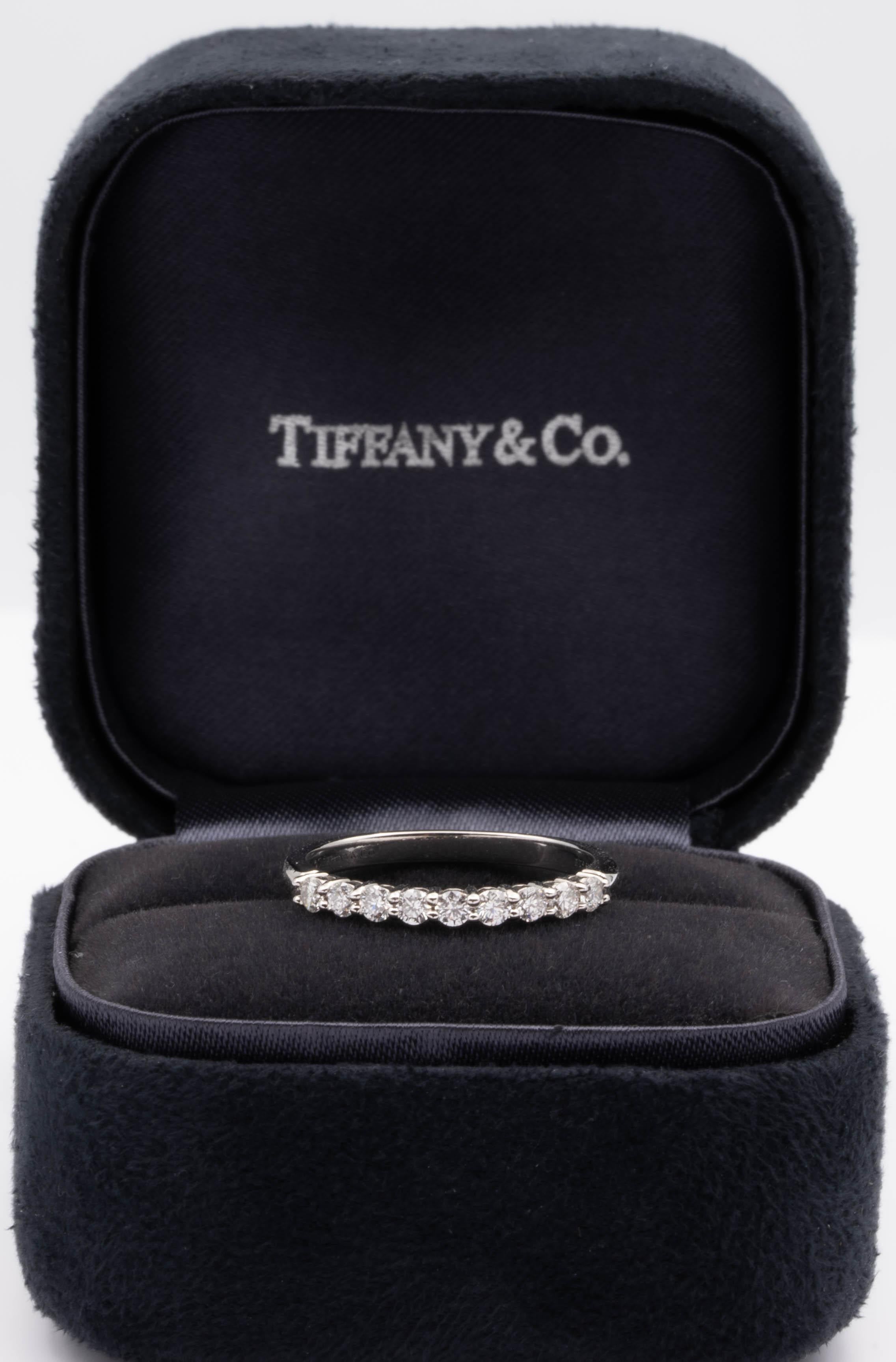 Tiffany & Co. Platinum Half Circle Embrace Diamond Band Ring 9 rounds .27ct  2mm 1
