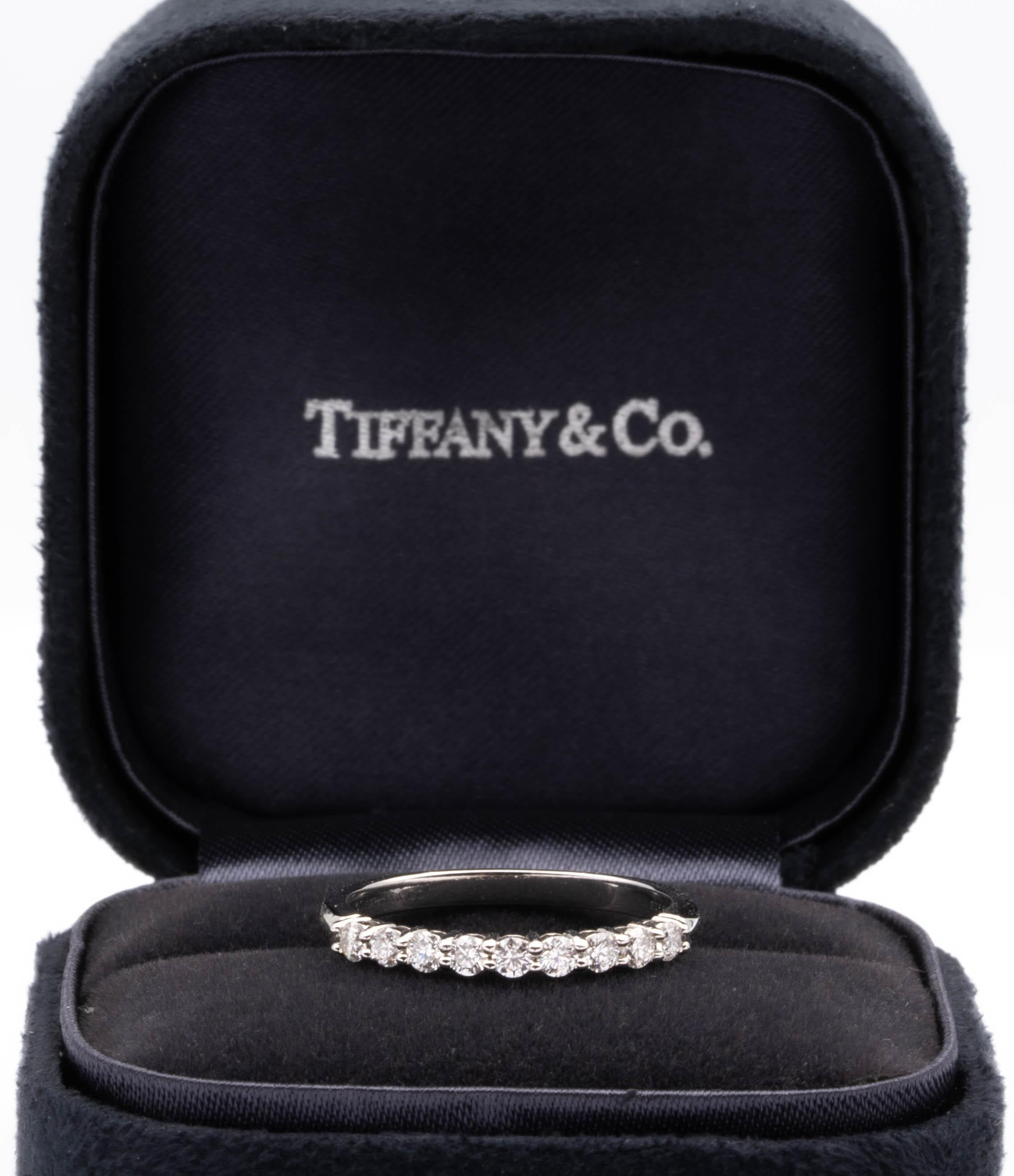 Tiffany & Co. Platinum Half Circle Embrace Diamond Band Ring 9 rounds .27ct  2mm 2