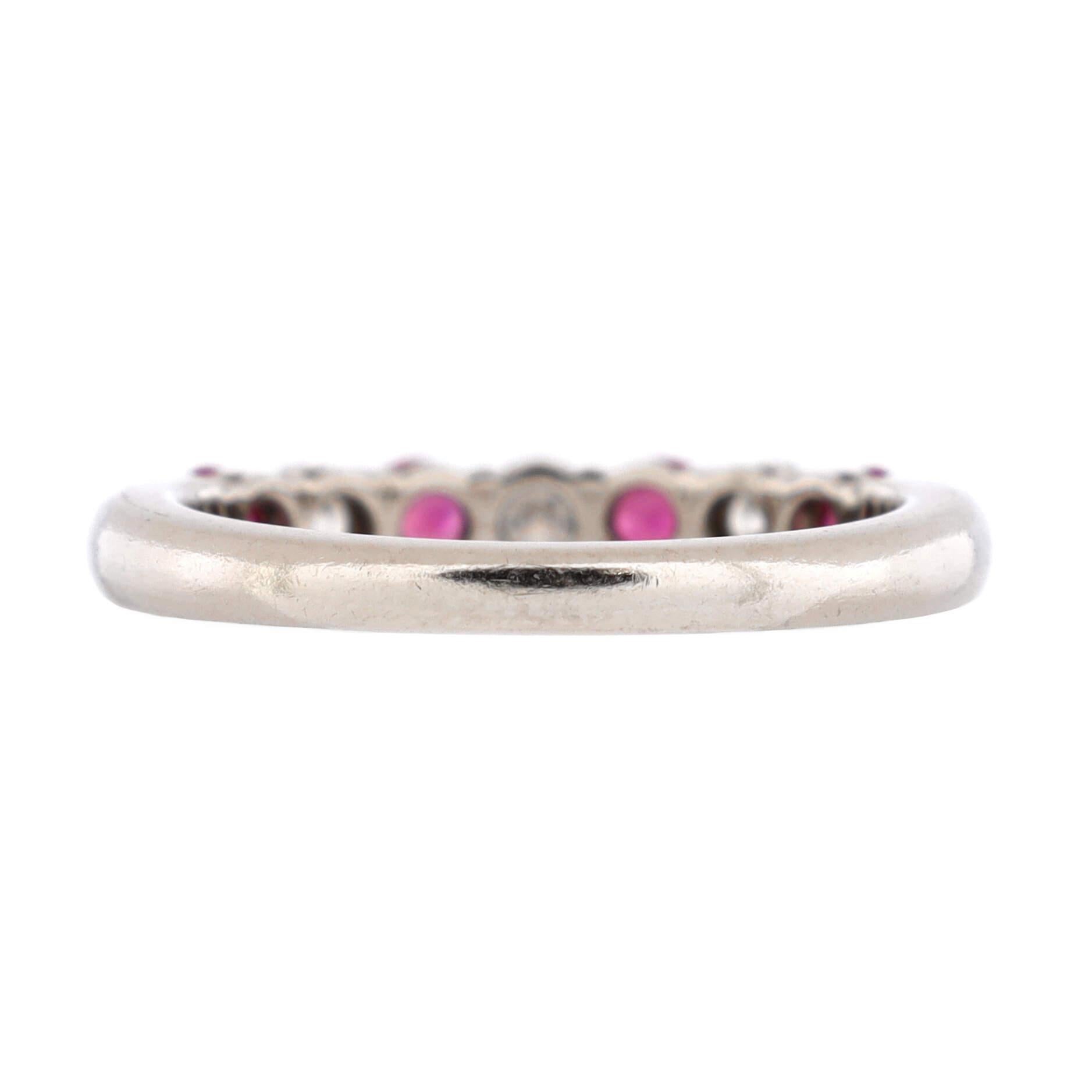 Tiffany & Co. Half Embrace Band Ring Platinum with Diamonds and Pink Sapphires In Good Condition In New York, NY