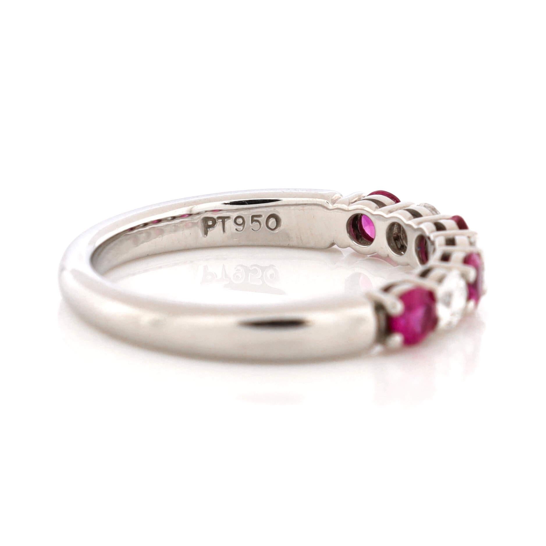 Women's Tiffany & Co. Half Embrace Band Ring Platinum with Diamonds and Pink Sapphires