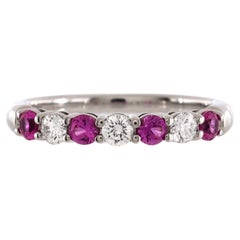 Tiffany & Co. Half Embrace Band Ring Platinum with Diamonds and Pink Sapphires