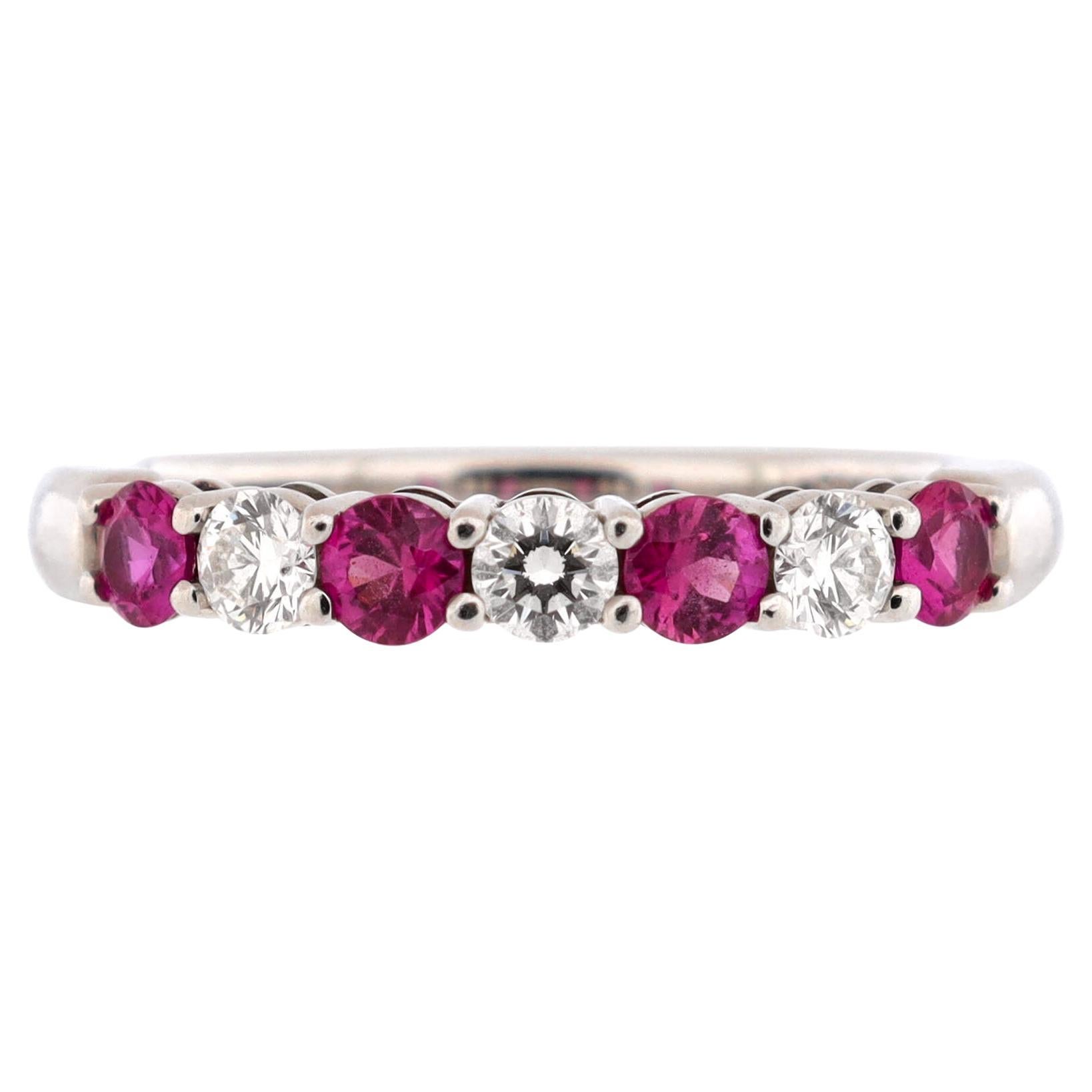 Tiffany & Co. Half Embrace Band Ring Platinum with Diamonds and Pink Sapphires