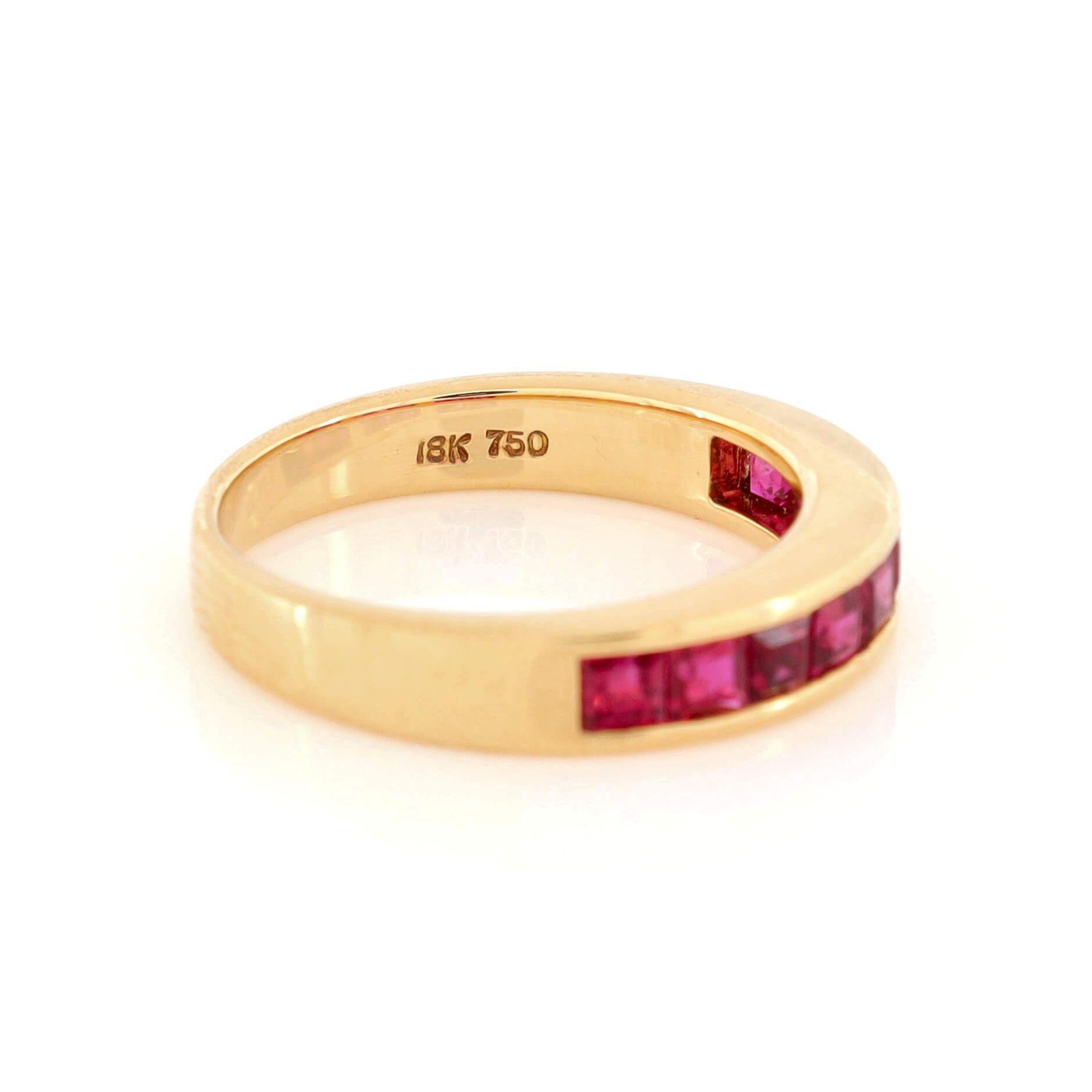 Tiffany & Co. Half Eternity Band Ring 18k Rose Gold with Rubies In Good Condition In New York, NY