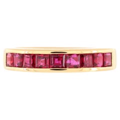Tiffany & Co. Half Eternity Band Ring 18k Rose Gold with Rubies