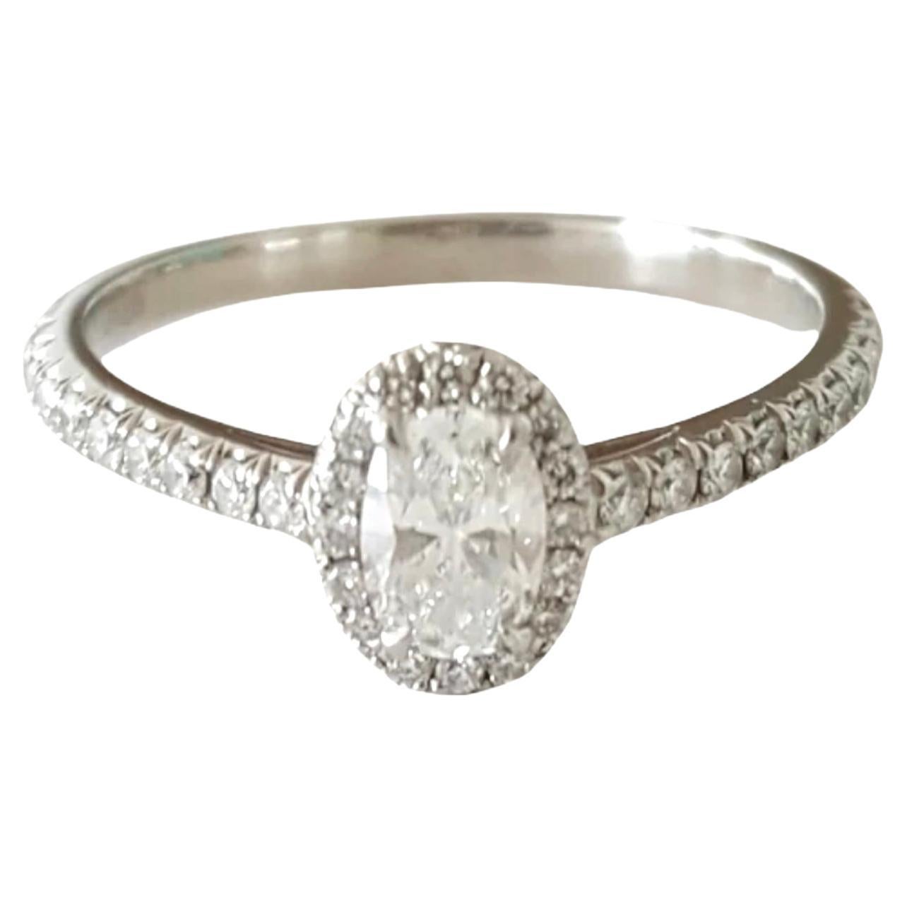 Tiffany Diamond Engagement Halo Ring Platine For Sale