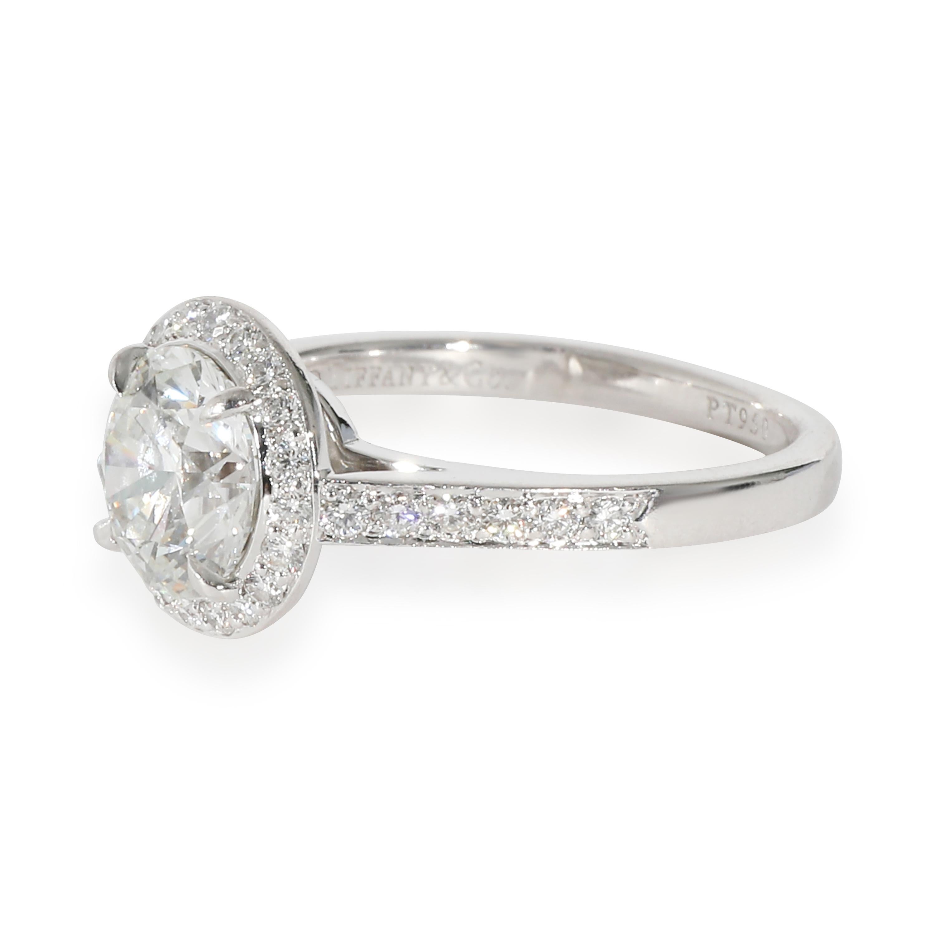 Tiffany & Co. Halo Engagement Ring in Platinum G VVS2 1.66 CTW In Excellent Condition For Sale In New York, NY