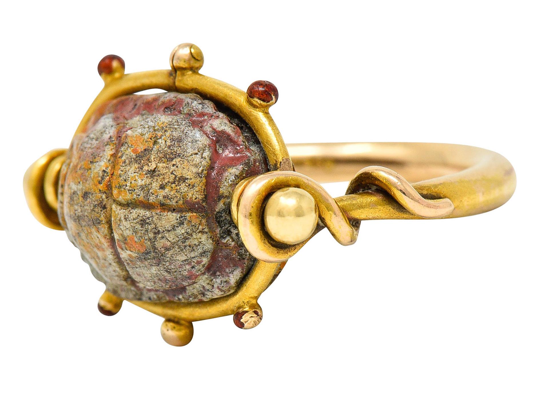 Women's or Men's Tiffany & Co. Hardstone Scarab Antique 18 Karat Gold Egyptian Revival Ring