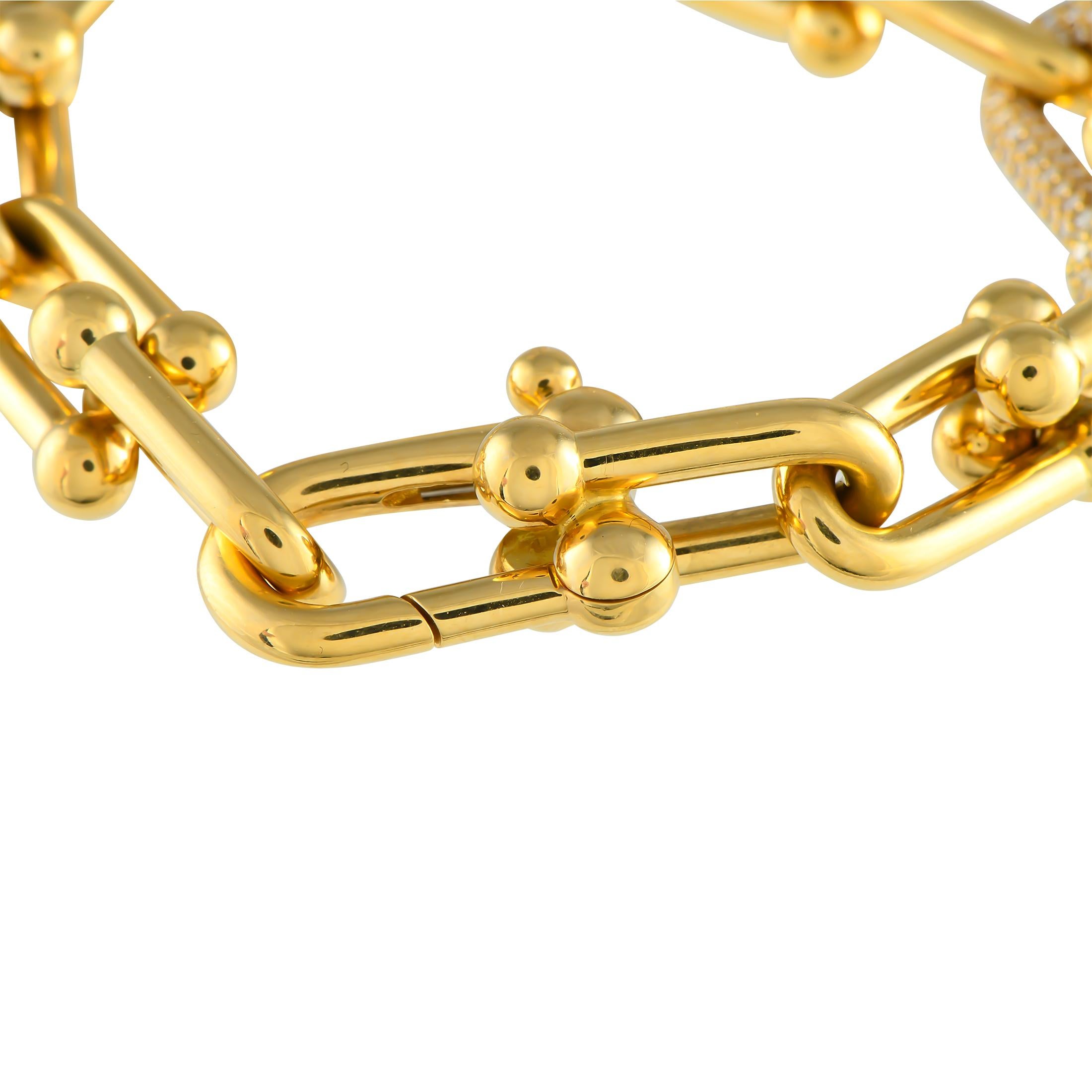 Round Cut Tiffany & Co. Hardware 18K Yellow Gold 1.70ct Diamond Link Bracelet