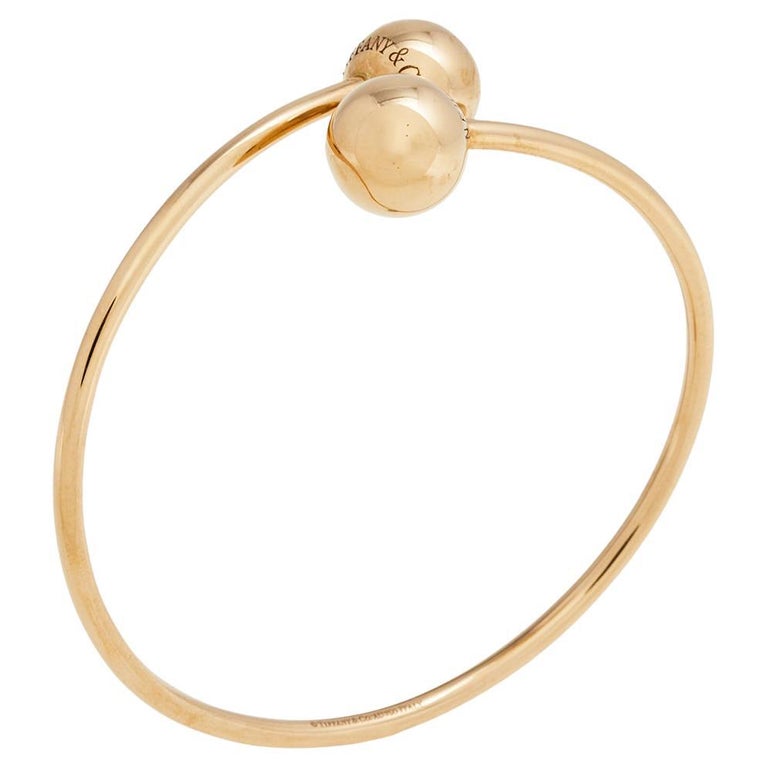 Tiffany and Co. Hardware Ball Bypass 18K Rose Gold Bracelet at 1stDibs