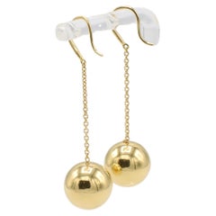 Tiffany & Co. HardWare Ball Hook Drop Earrings 18K Yellow Gold 14mm