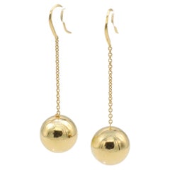 Tiffany & Co. HardWare Ball Hook Drop Earrings 18K Yellow Gold 14mm