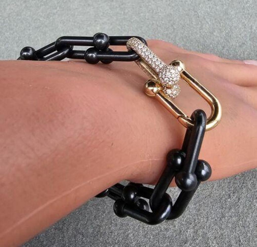 Tiffany & Co.  Hardwear Bracelet Or Rose 18k Diamant Noir Titane Limited en vente 2