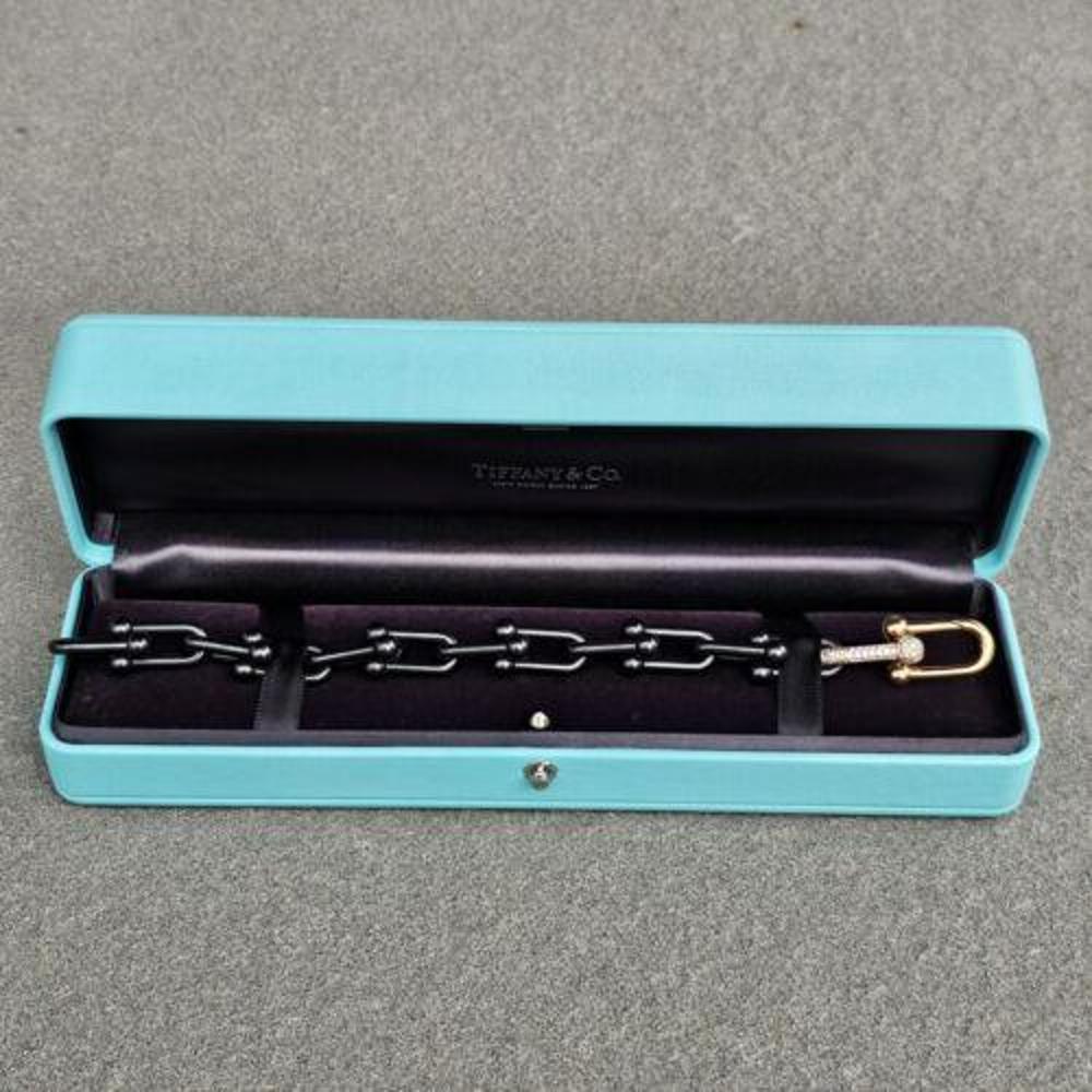 Tiffany & Co.  Hardwear Bracelet Or Rose 18k Diamant Noir Titane Limited en vente 3