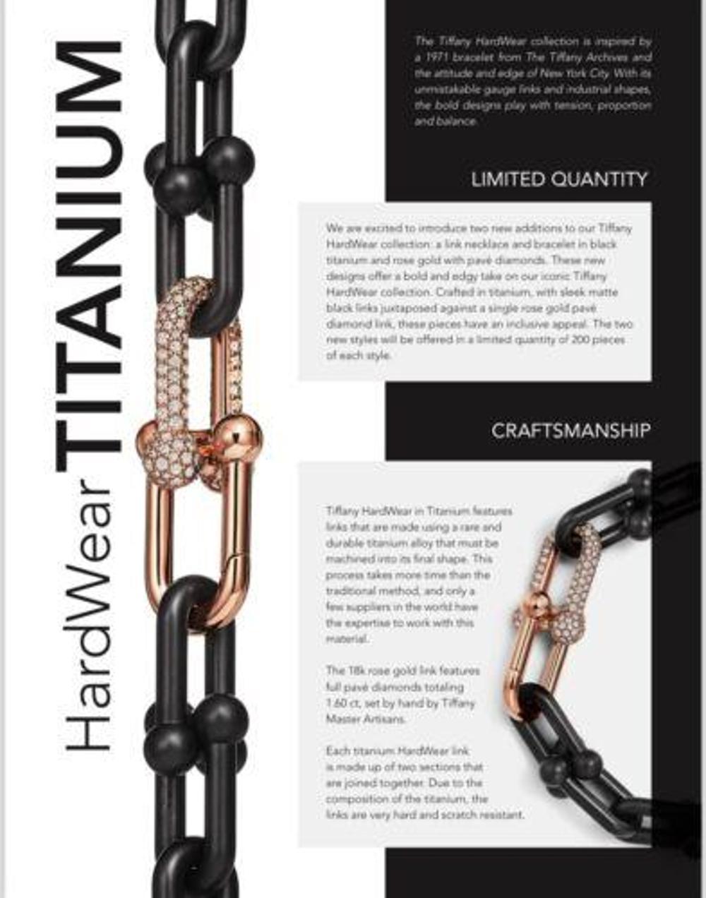 Tiffany & Co.  Hardwear Bracelet Or Rose 18k Diamant Noir Titane Limited en vente 4