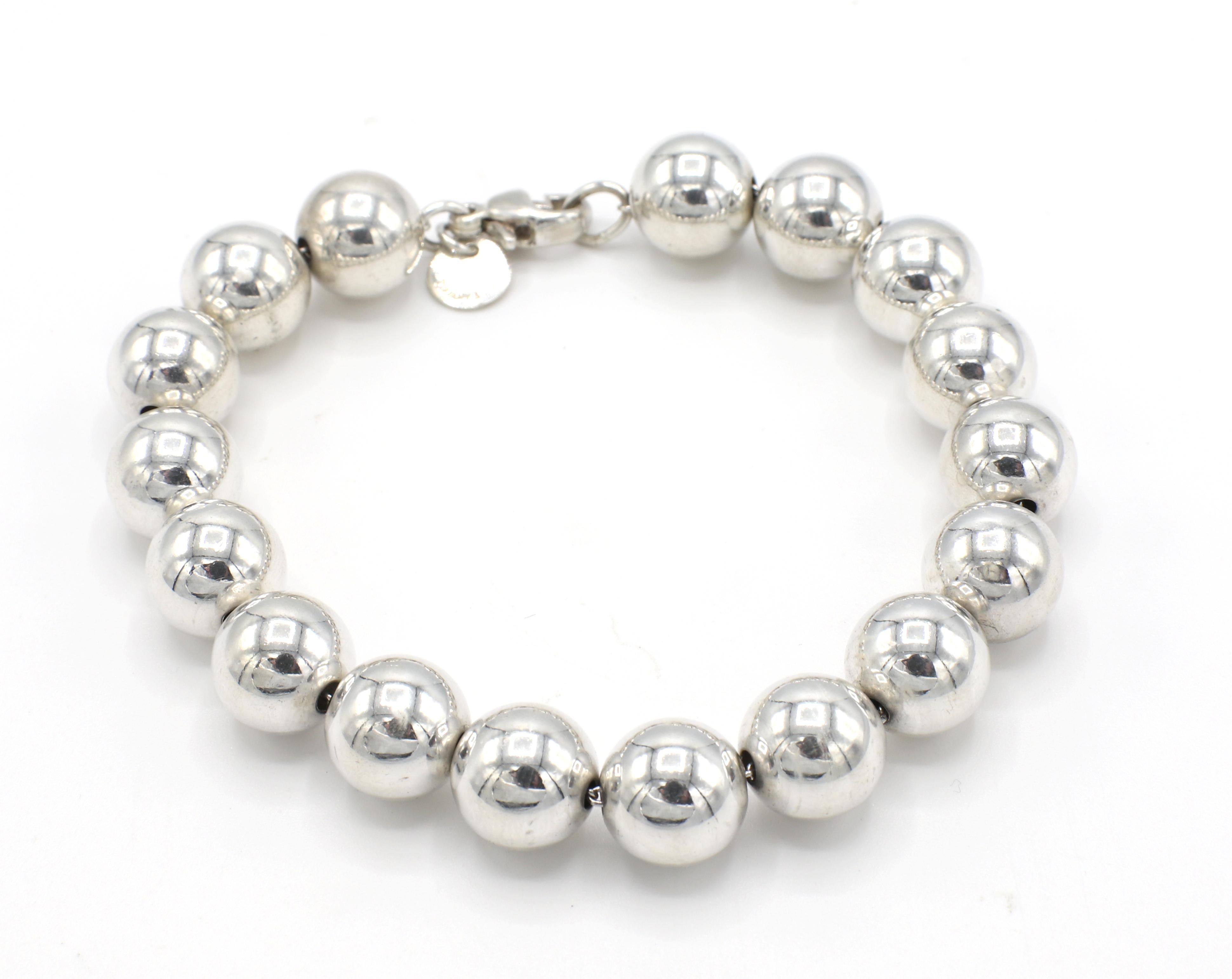 Tiffany & Co. Hardware Collection Sterling Silver Bead Ball Bracelet 
Metal: Sterling silver 925
Weight: 18.75 grams
Length: 7 inches
Width: 10mm
Signed: Tiffany & Co. 925