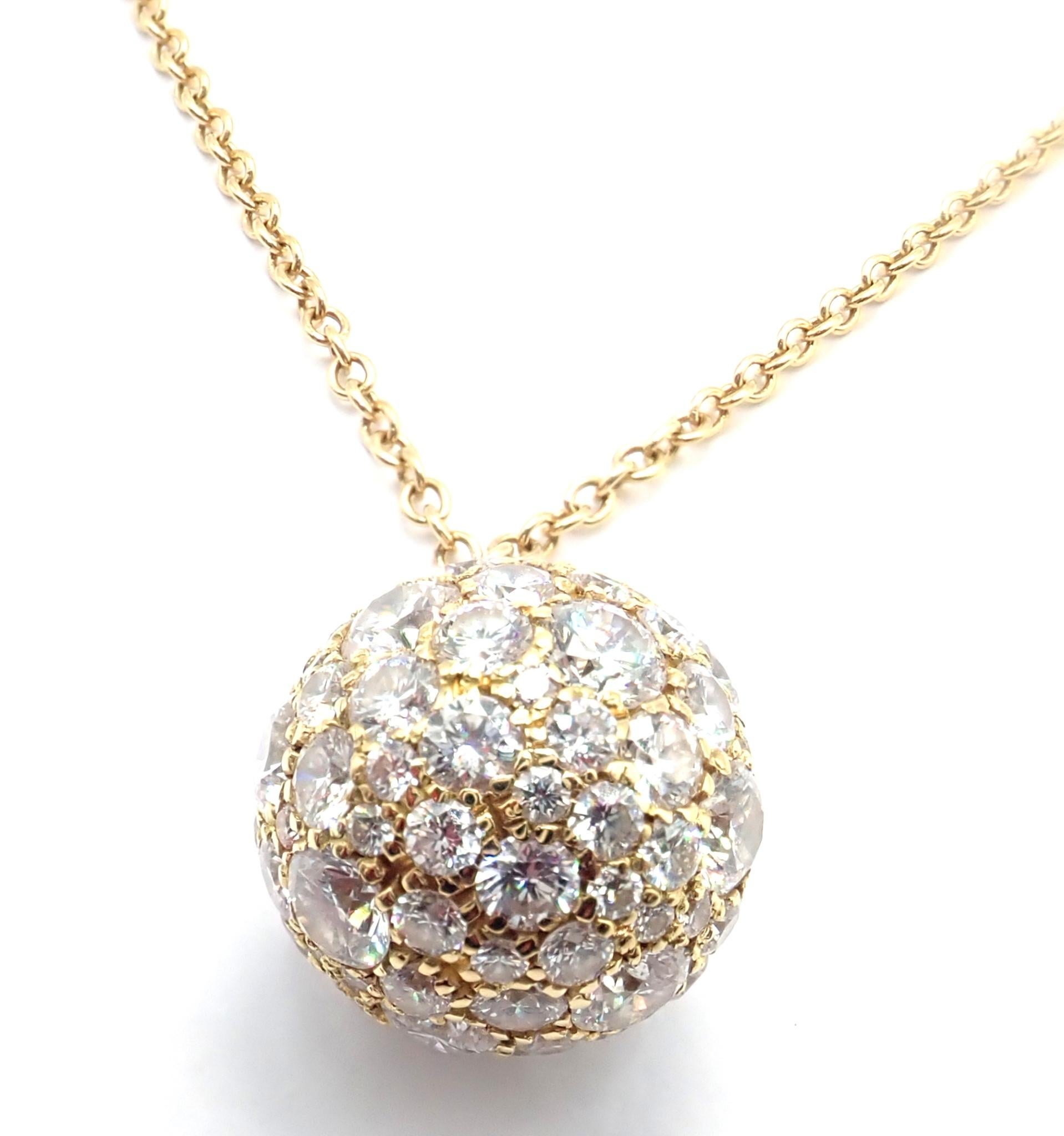 Tiffany & Co Hardware Diamond Ball Yellow Gold Pendant Necklace For Sale 6