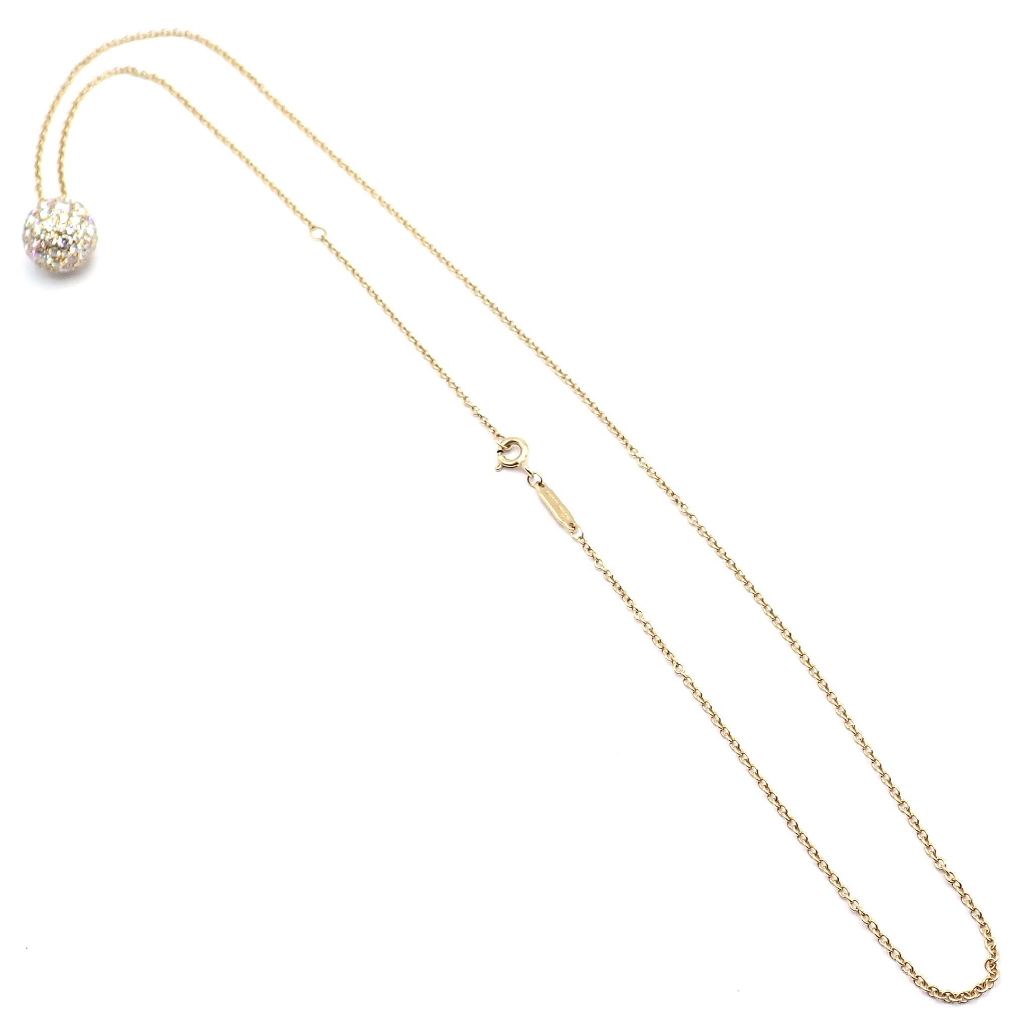 Tiffany & Co Hardware Diamond Ball Yellow Gold Pendant Necklace For Sale 7