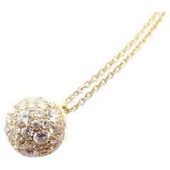 Tiffany & Co Hardware Diamond Ball Yellow Gold Pendant Necklace
