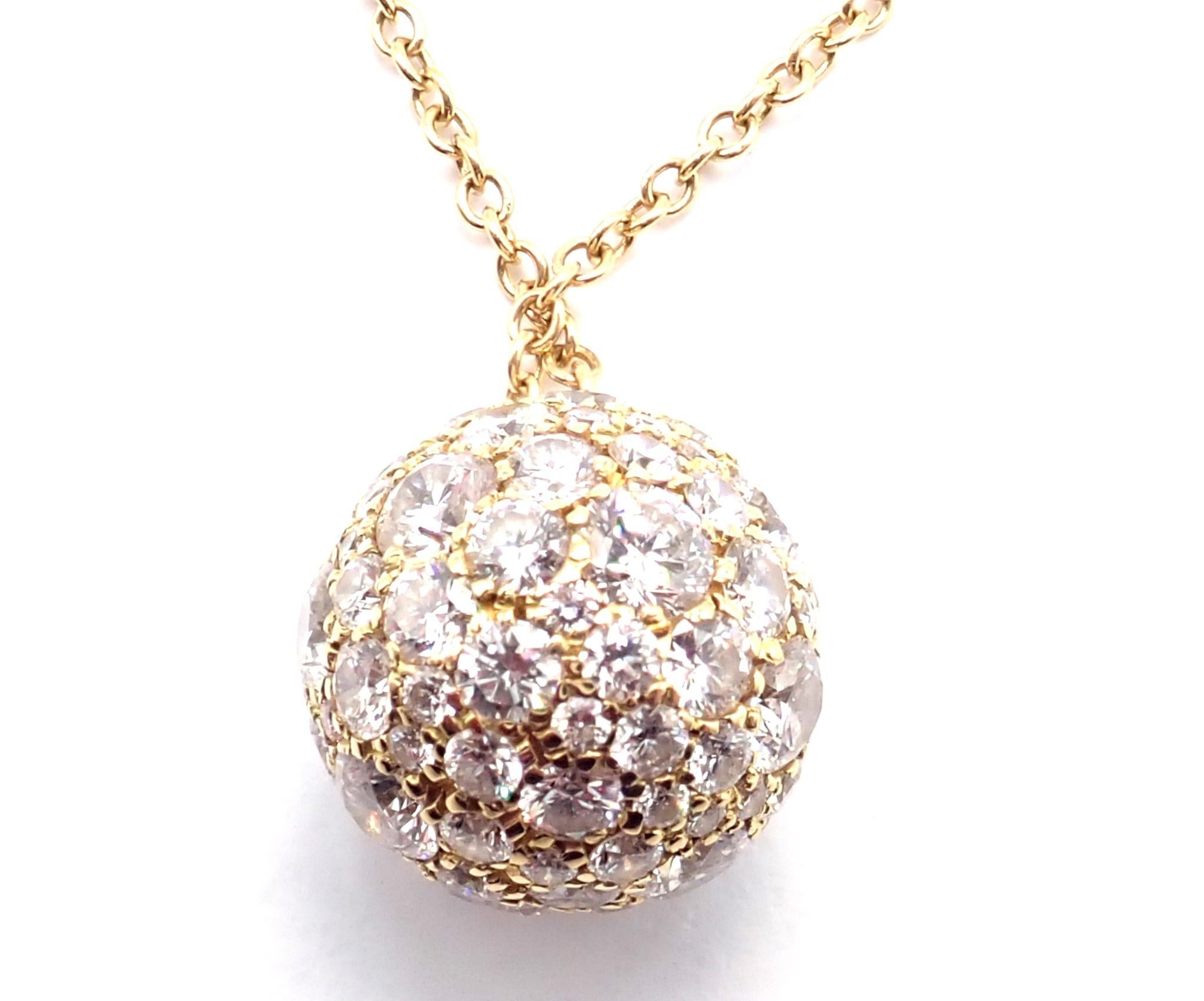 Tiffany & Co Hardware Diamond Ball Yellow Gold Pendant Necklace For Sale 1