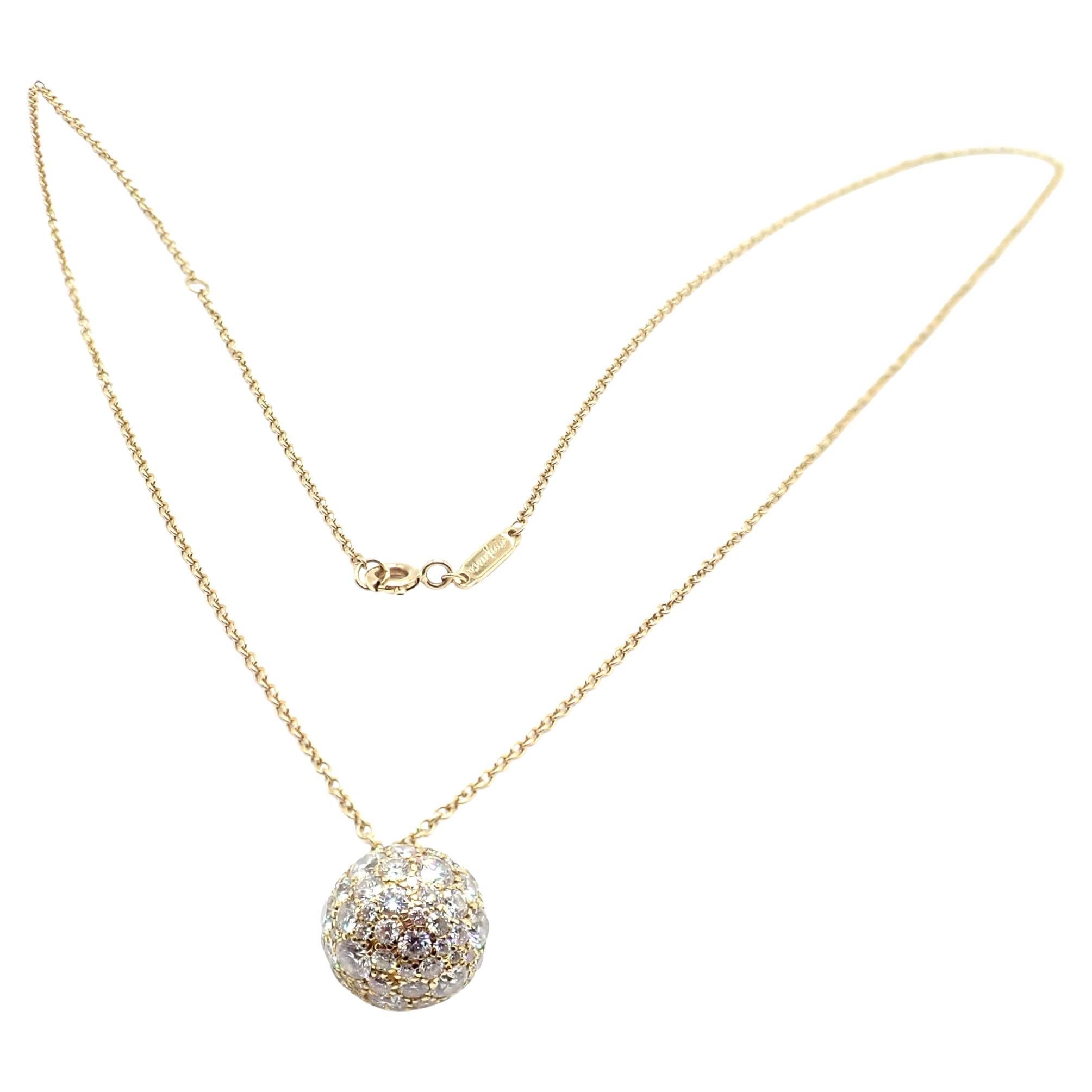 Tiffany & Co Hardware Diamond Ball Yellow Gold Pendant Necklace For Sale