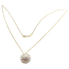 Tiffany & Co Hardware Diamond Ball Yellow Gold Pendant Necklace