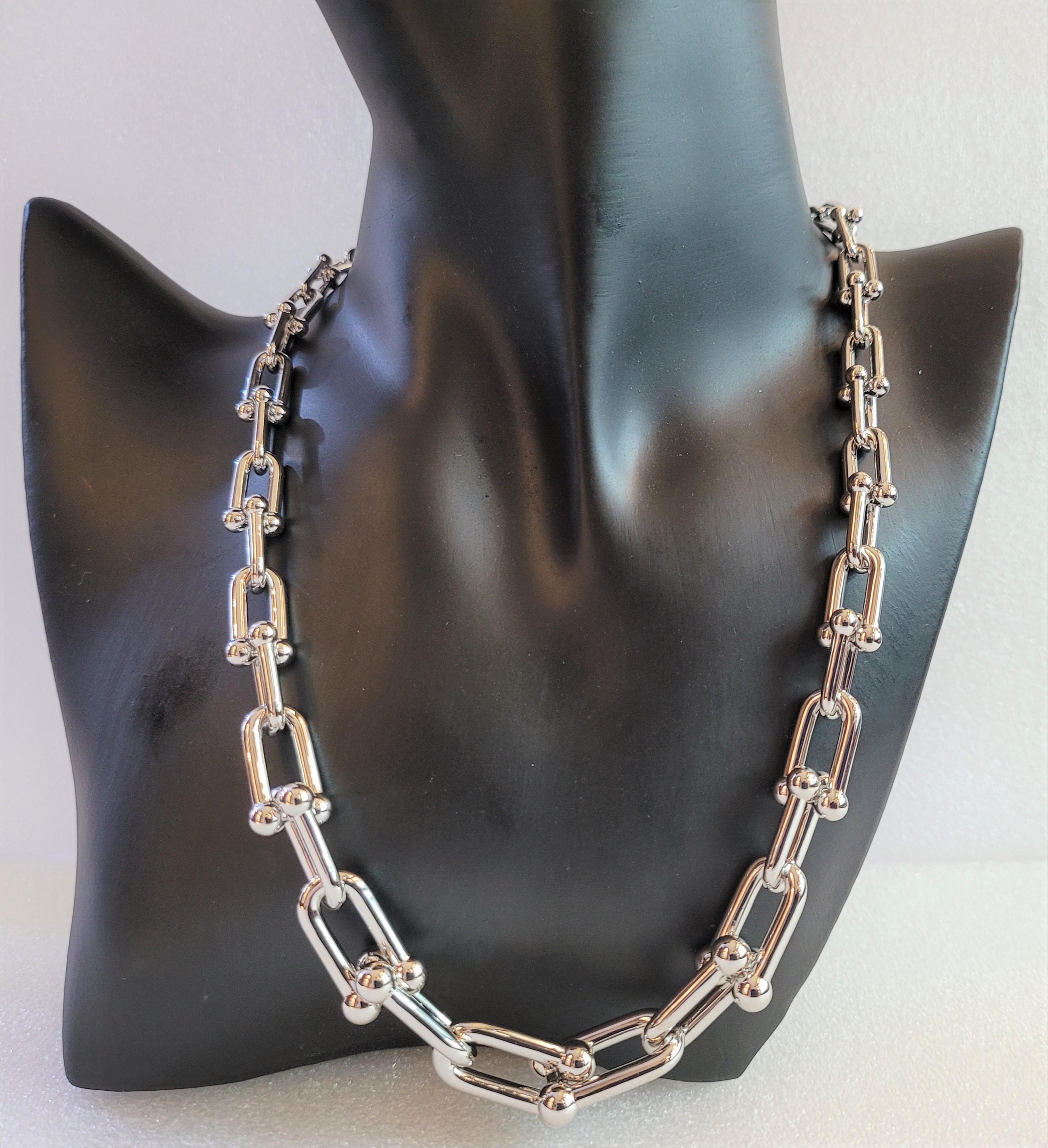 Tiffany & Co Hardware Link Chain 
Material Sterling Silver 
Metal Purity 925
Chain Length 18 '' long
Necklace Weight 99.4gr 
Big Links 13 x 3.3mm
Small Links 6 x 1.7mm
Gender Unisex 
Condition New, never worn
Retail Price:$ 3.150