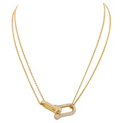Tiffany & Co. Hardware Large Double Link Diamond Pendant Necklace in 18K Rose Go