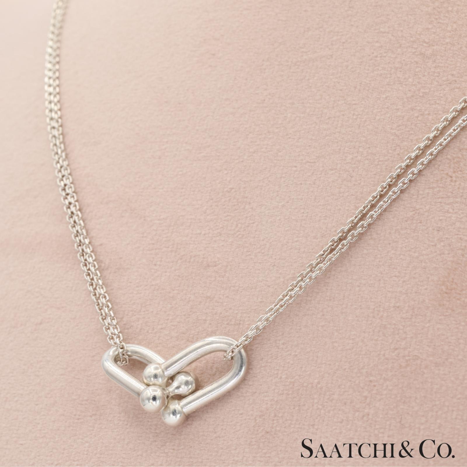 Donna Tiffany & Co. Hardware Collana con ciondolo a doppio anello in argento sterling in vendita