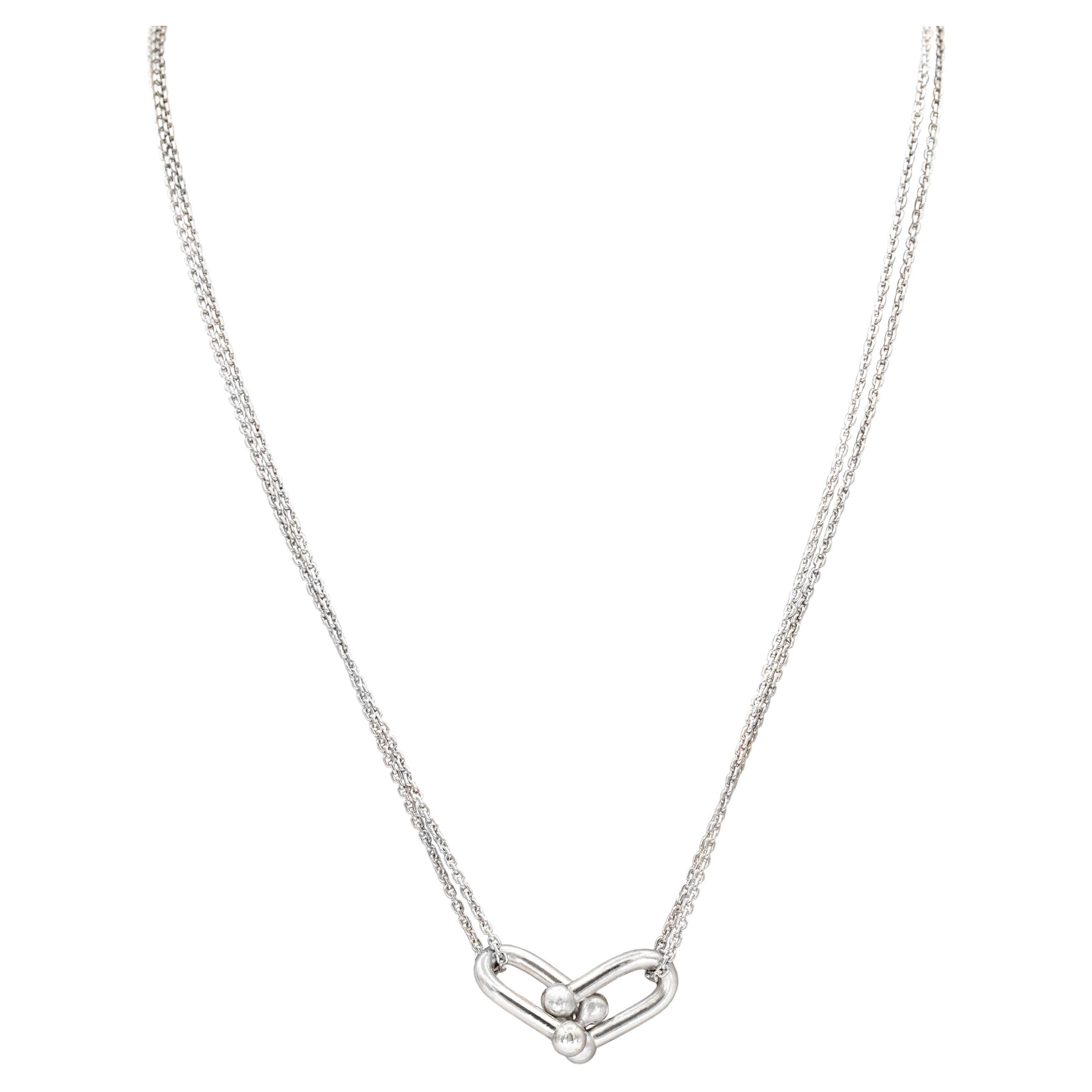Tiffany & Co. Hardware Collana con ciondolo a doppio anello in argento sterling