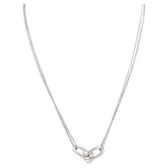 Tiffany & Co. Hardware Large Double Link Pendant Necklace Sterling Silver