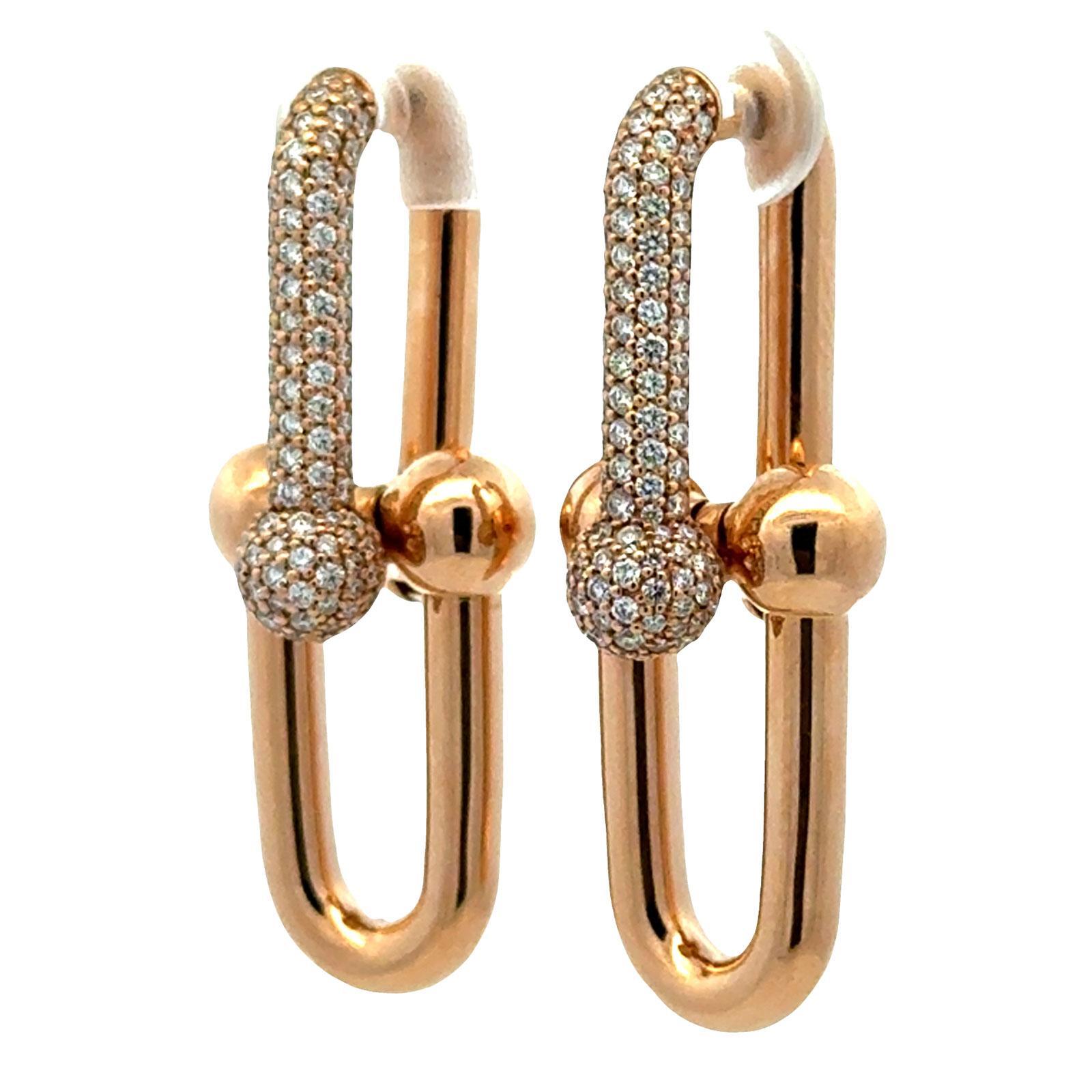 Tiffany & Co. Hardware Orecchini a goccia con diamante a maglie larghe in oro giallo 18 carati In condizioni ottime in vendita a Boca Raton, FL