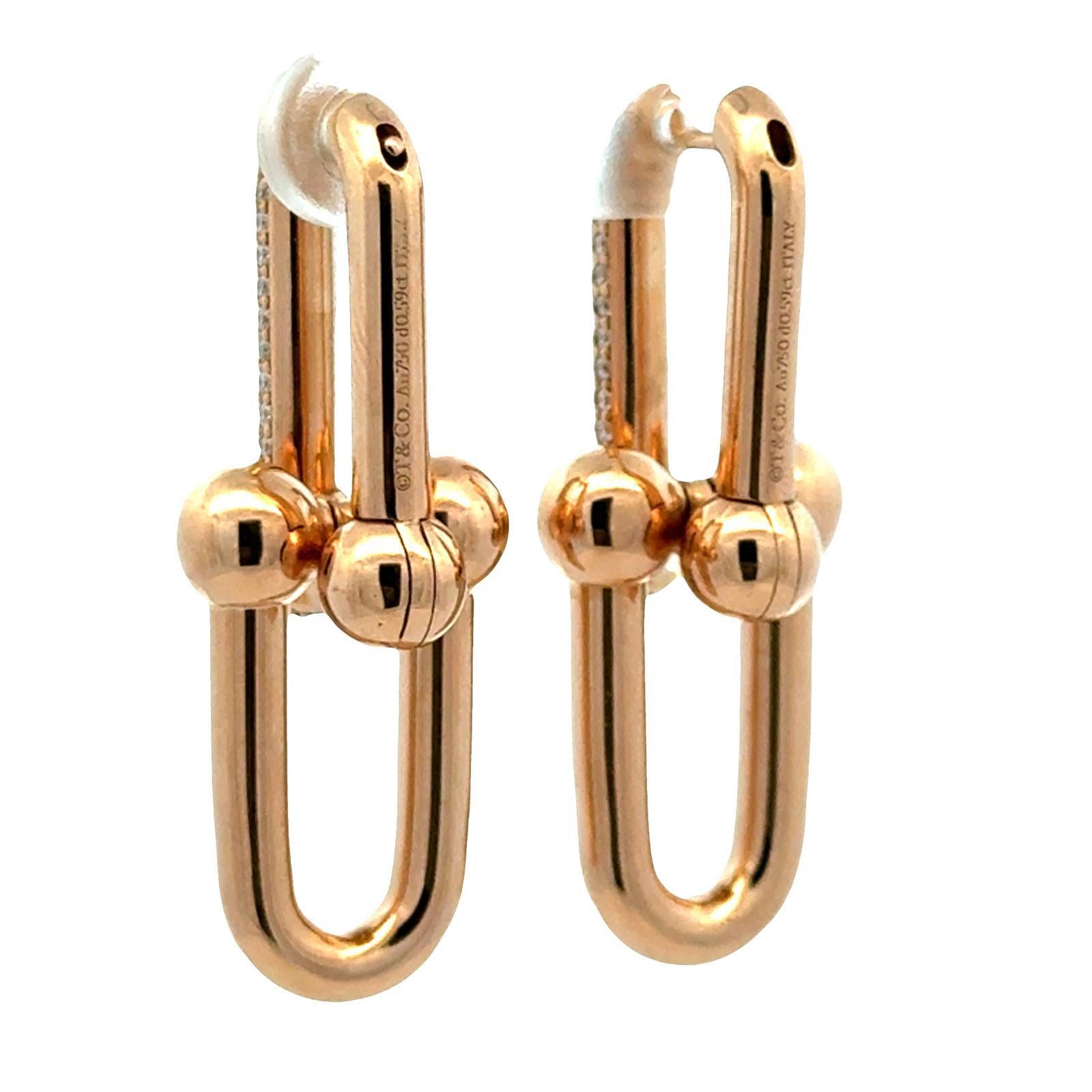 Tiffany & Co. Hardware Orecchini a goccia con diamante a maglie larghe in oro giallo 18 carati in vendita 1