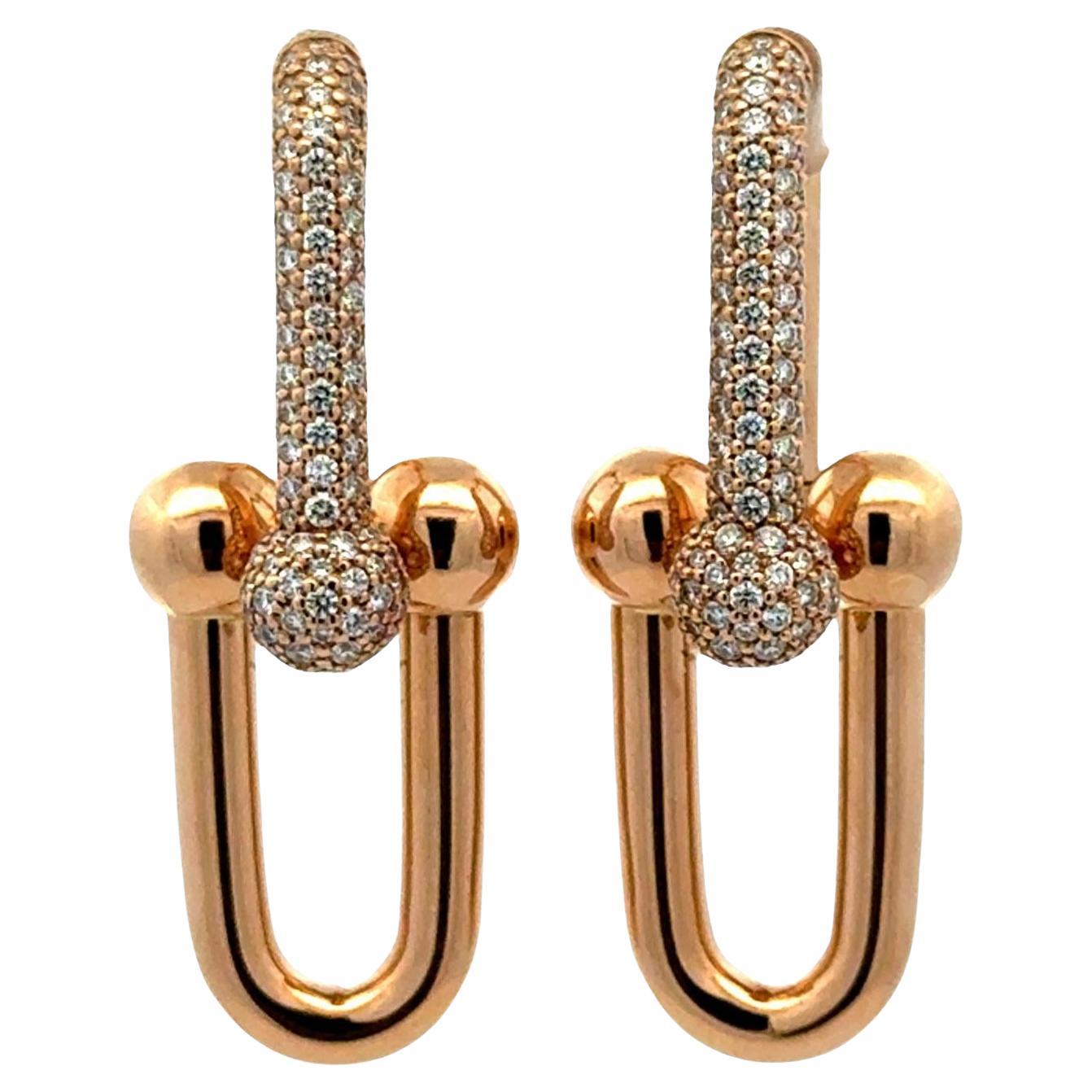 Tiffany & Co. Hardware Orecchini a goccia con diamante a maglie larghe in oro giallo 18 carati in vendita