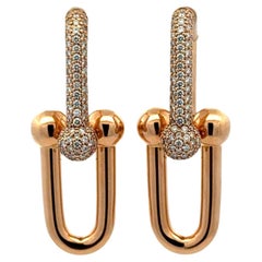 Tiffany & Co. Hardware Large Link Diamond 18 Karat Yellow Gold Drop Earrings
