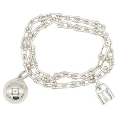 Tiffany & Co. Hardware Small Wrap Ball & Lock Sterling Silver Charm Bracelet