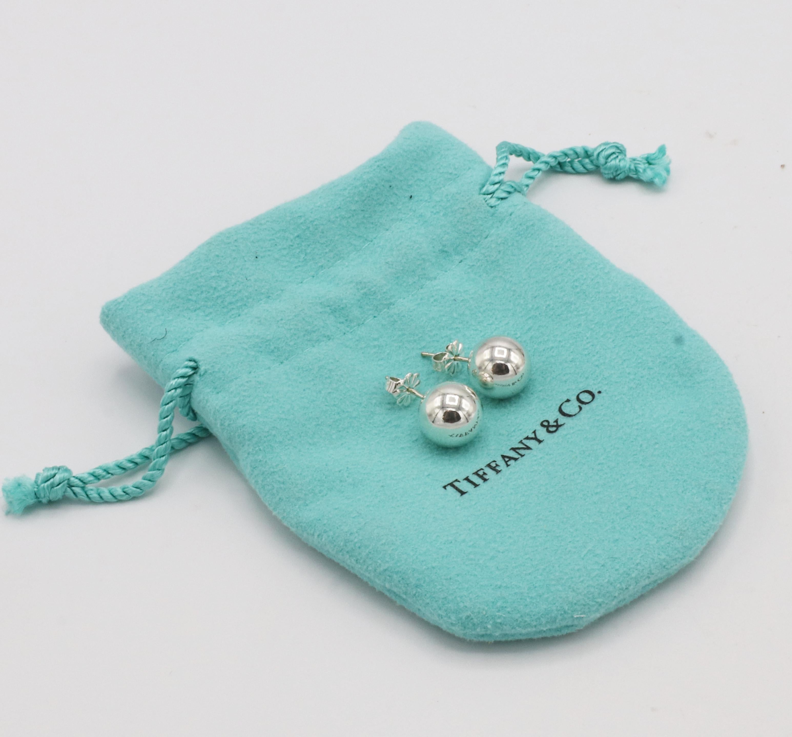 Tiffany and Co. Hardware Sterling Silver Ball Bead Stud Earrings at