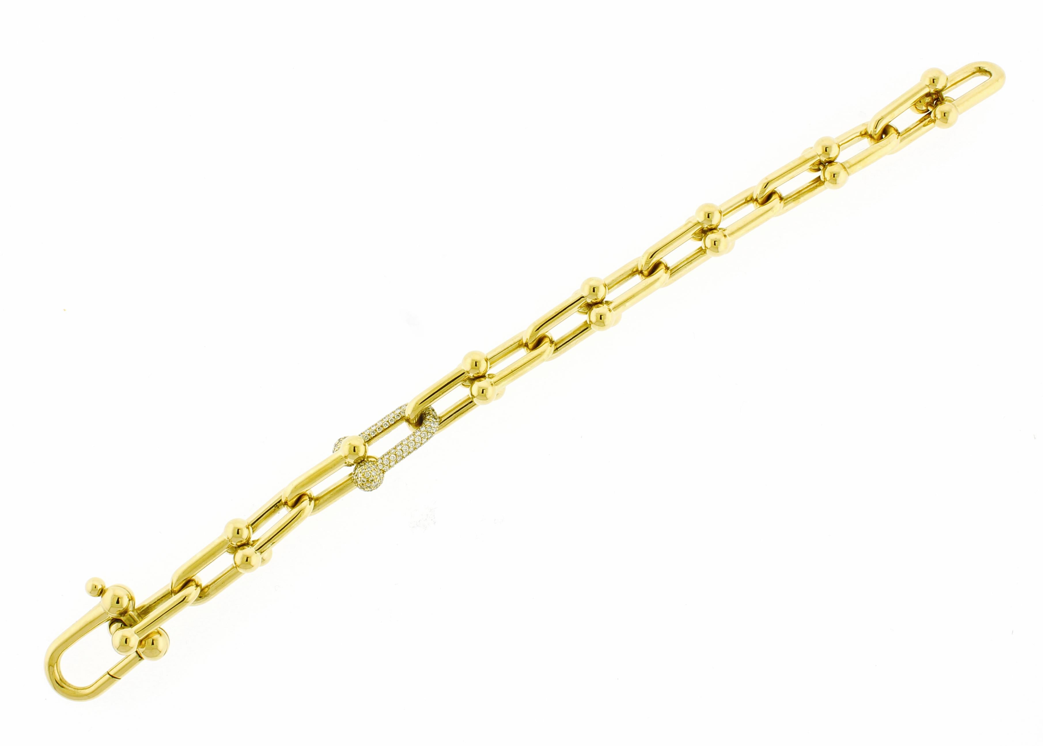 Tiffany & Co. Bracelet à grands maillons en or jaune avec diamants Excellent état - En vente à Bethesda, MD