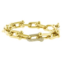 Tiffany & Co. Hardware Yellow Gold Large Link Bracelet with Diamonds