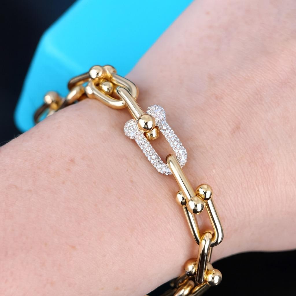 Tiffany & Co. HardWear Pulsera de cadena de diamantes de oro rosa de 18 quilates Corte redondo en venta