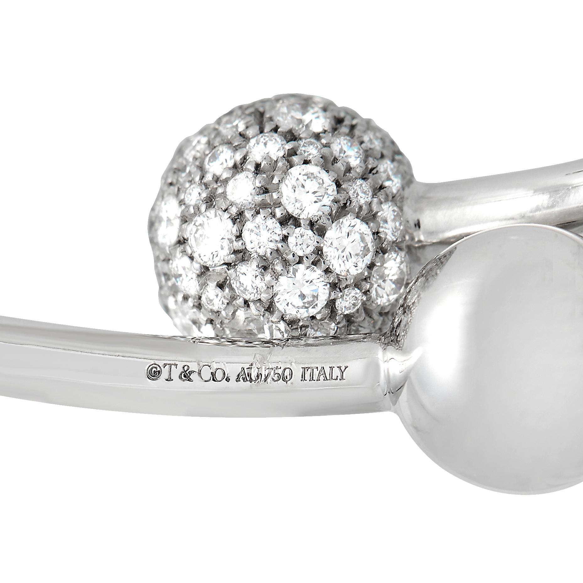 Tiffany & Co. Bracelet jonc de dérivation HardWear en or blanc 18 carats avec diamants Excellent état - En vente à Southampton, PA