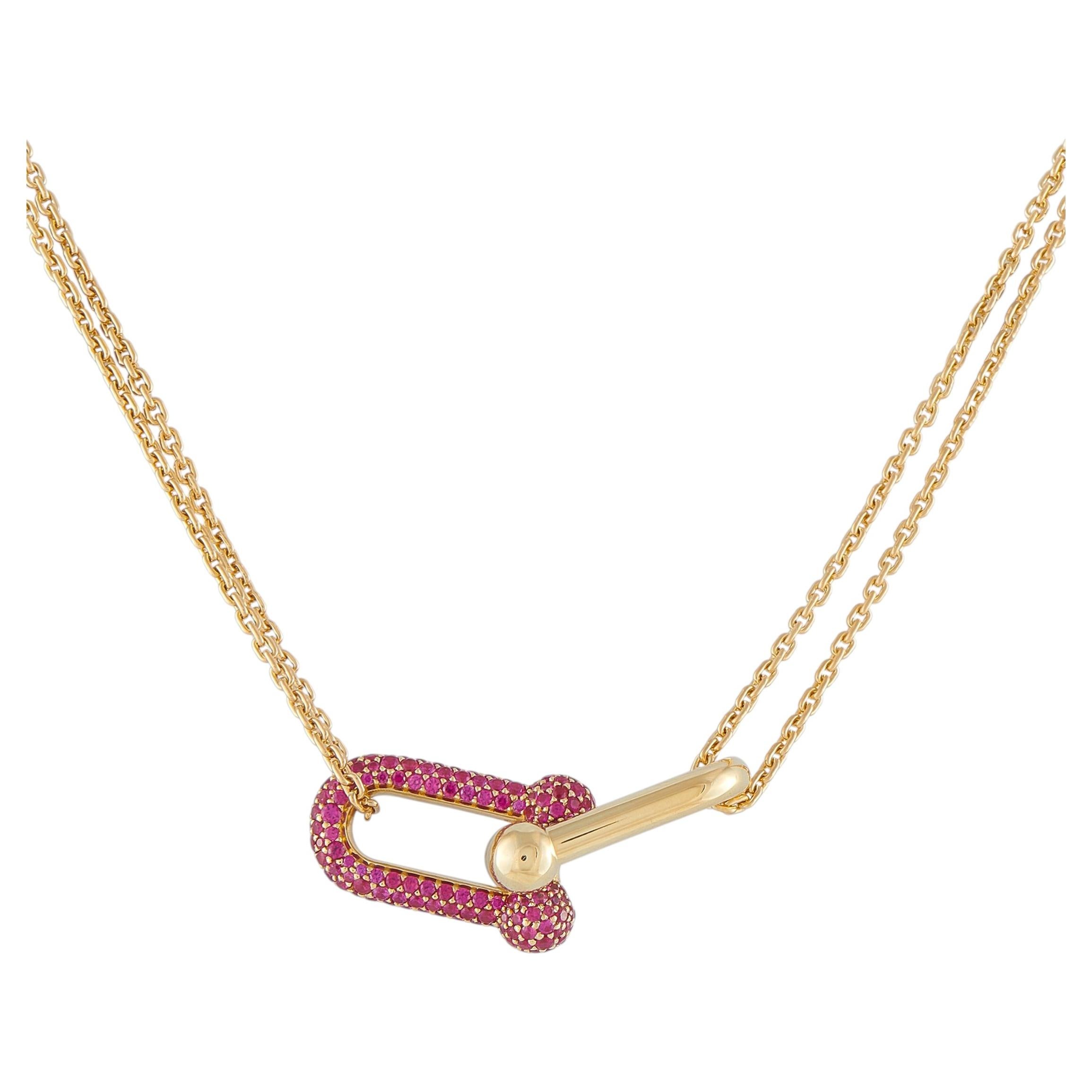 Tiffany & Co. HardWear 18K Yellow Gold Ruby Large Link Necklace TI10-042926 For Sale
