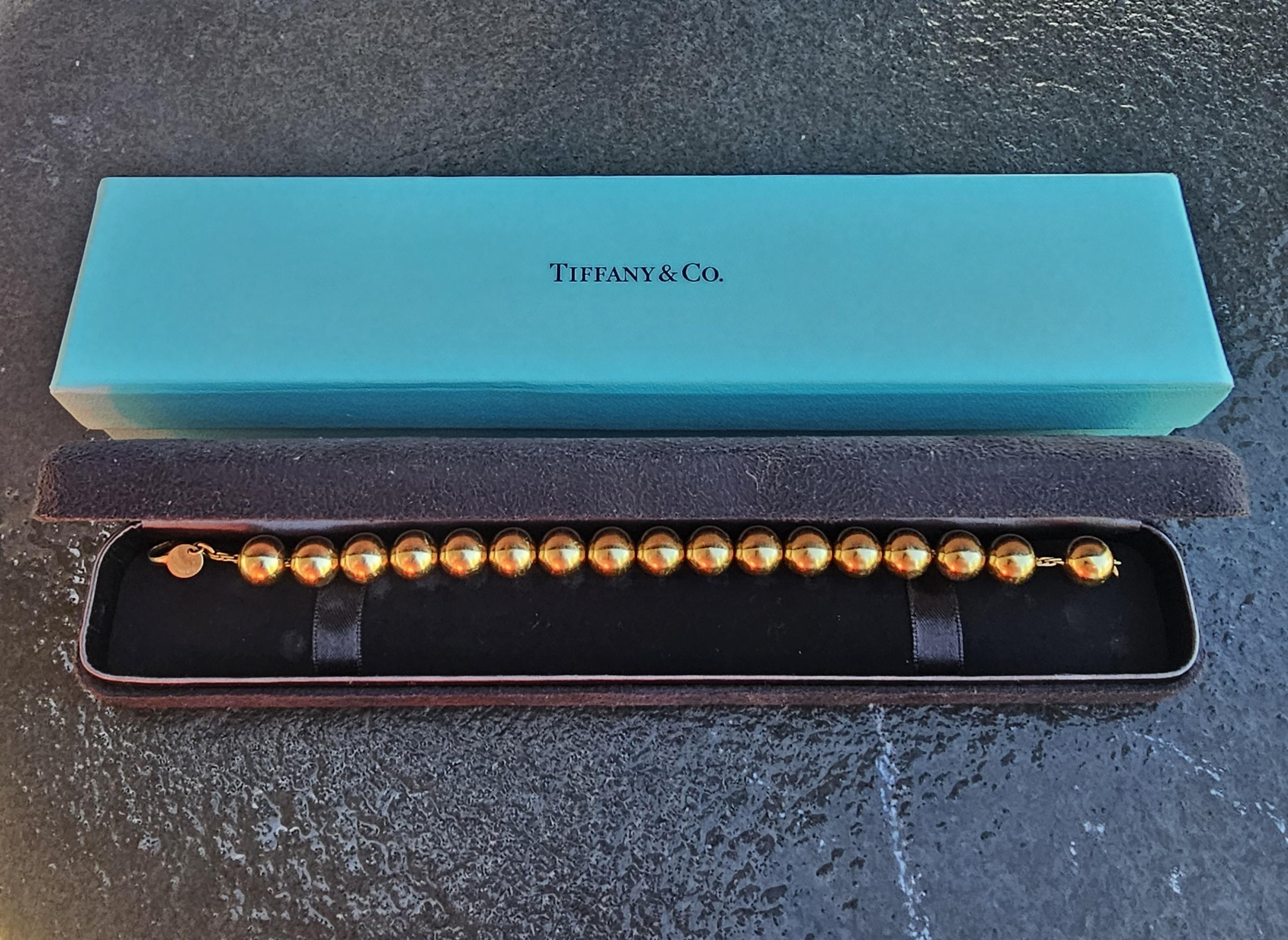 Tiffany & Co. Bracelet boule Hardwear 10 mm en or jaune 18 carats boîte 7,5