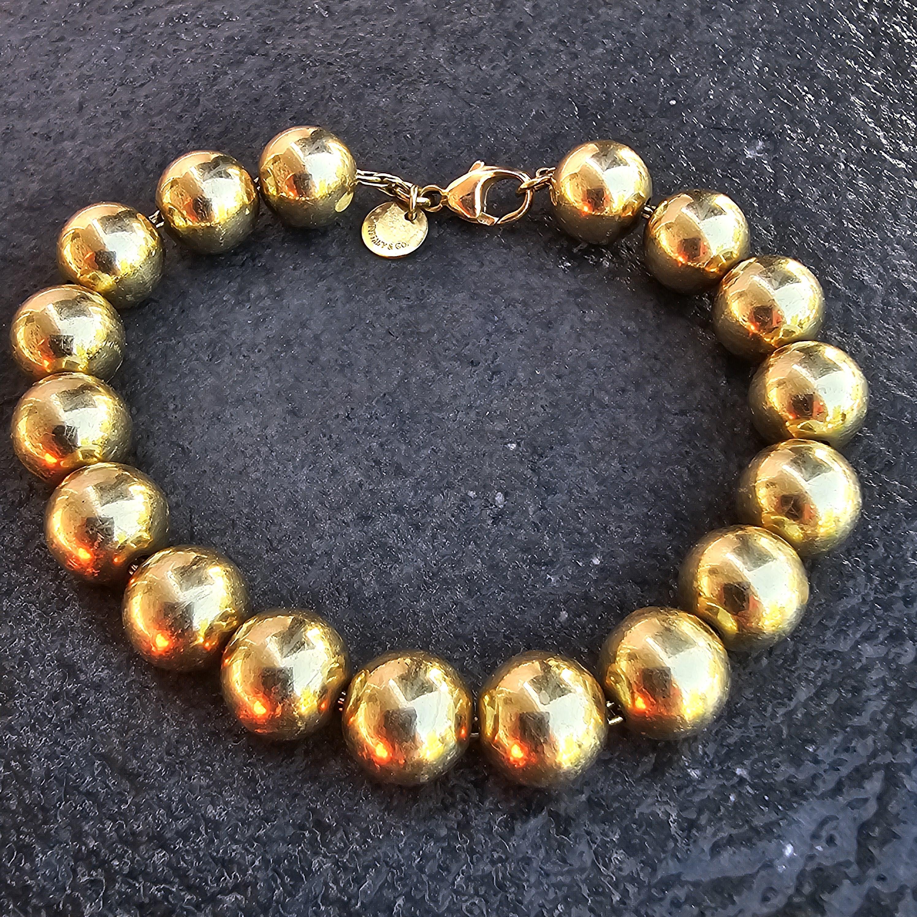 Tiffany & Co. Bracelet boule Hardwear 10 mm en or jaune 18 carats boîte 7,5