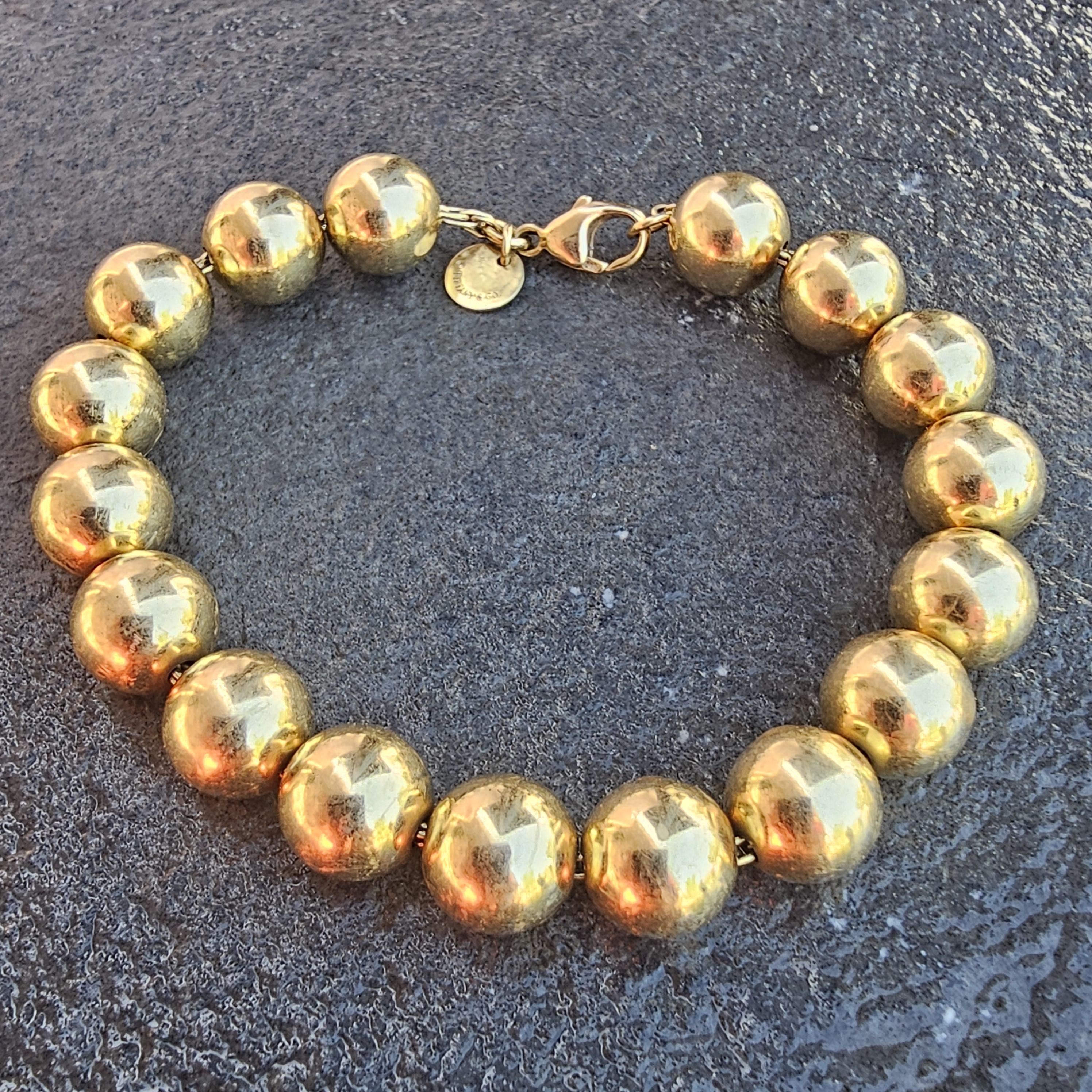 Tiffany & Co. Bracelet boule Hardwear 10 mm en or jaune 18 carats boîte 7,5